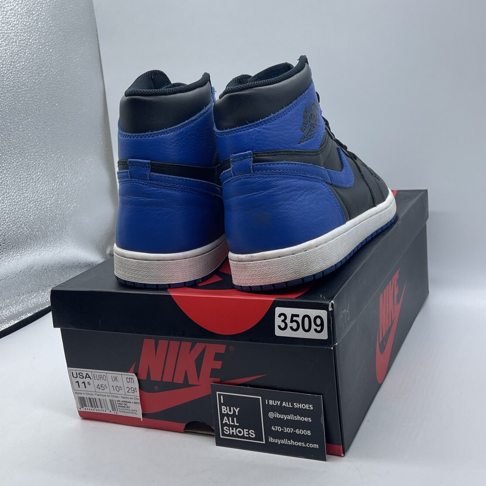 Size 11.5 - Jordan 1 Retro OG High Royal Blue Black White Leather (555088-007)