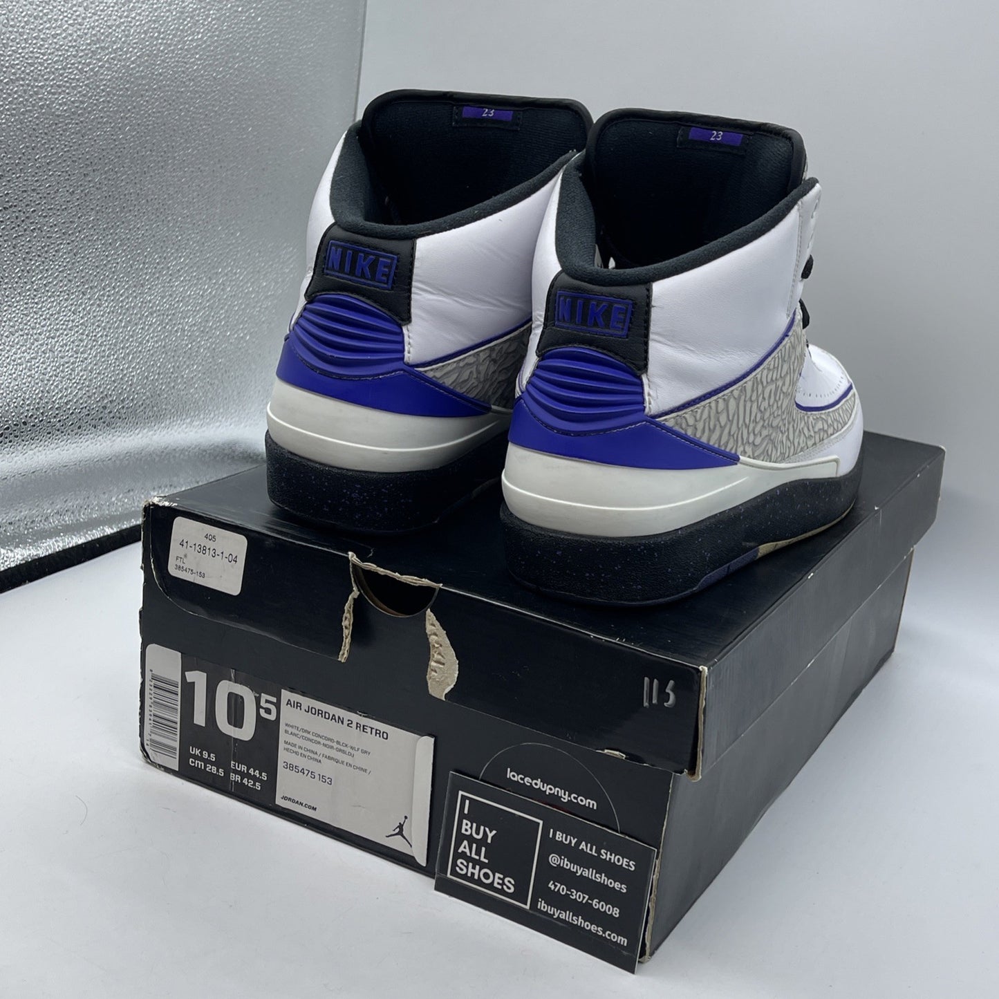 Size 10.5 - Air Jordan 2 Retro Concord White Purple Grey Suede (385475-153)