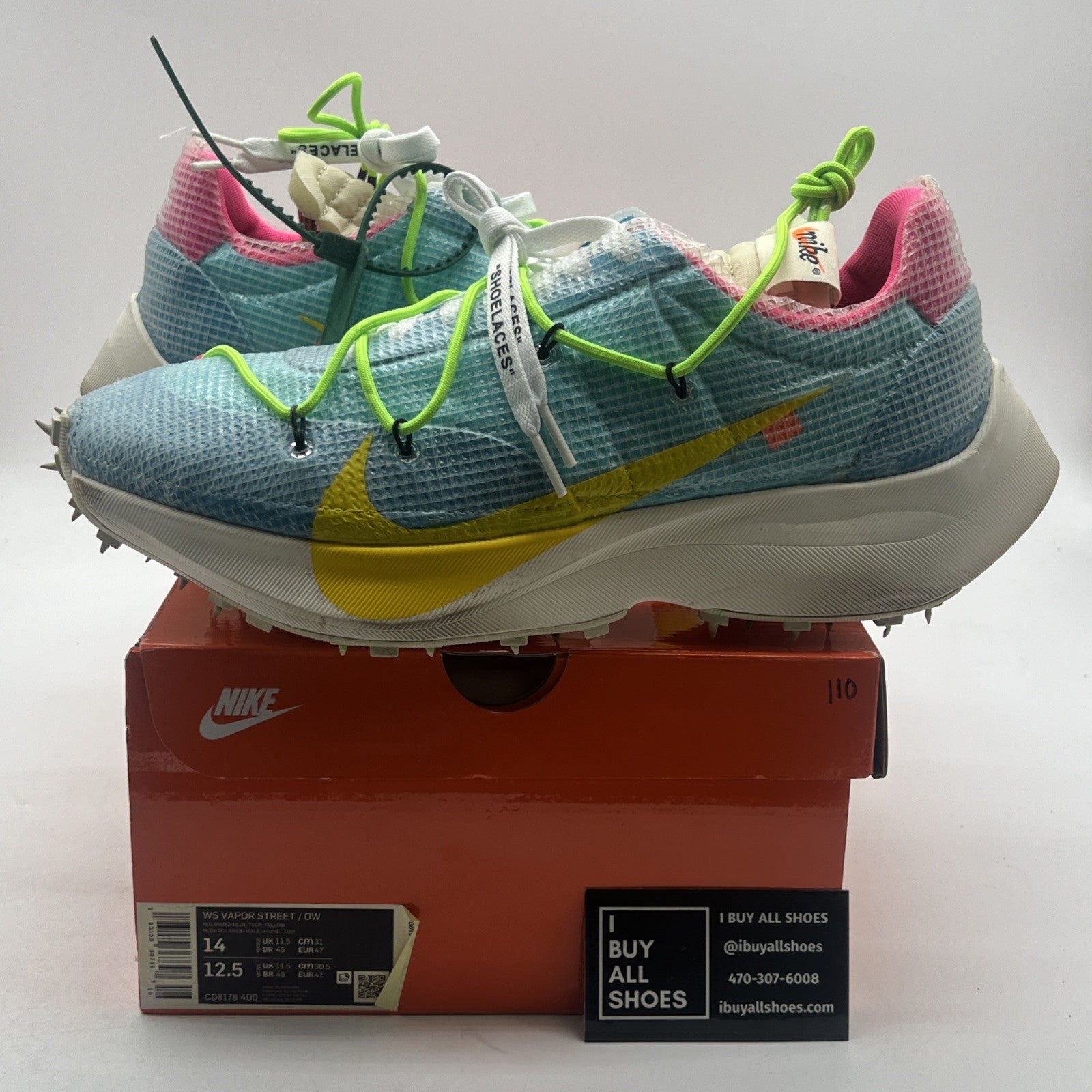 Size 14 - Nike Off-White x Vapor Street Polarized Blue W (CD8178-400)