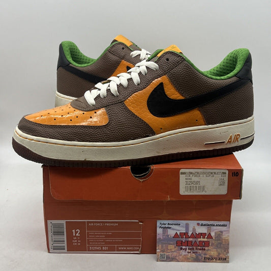 Size 12 - Nike Air Force 1 Premium Super Bowl Orange Brown Leather (312945-801)