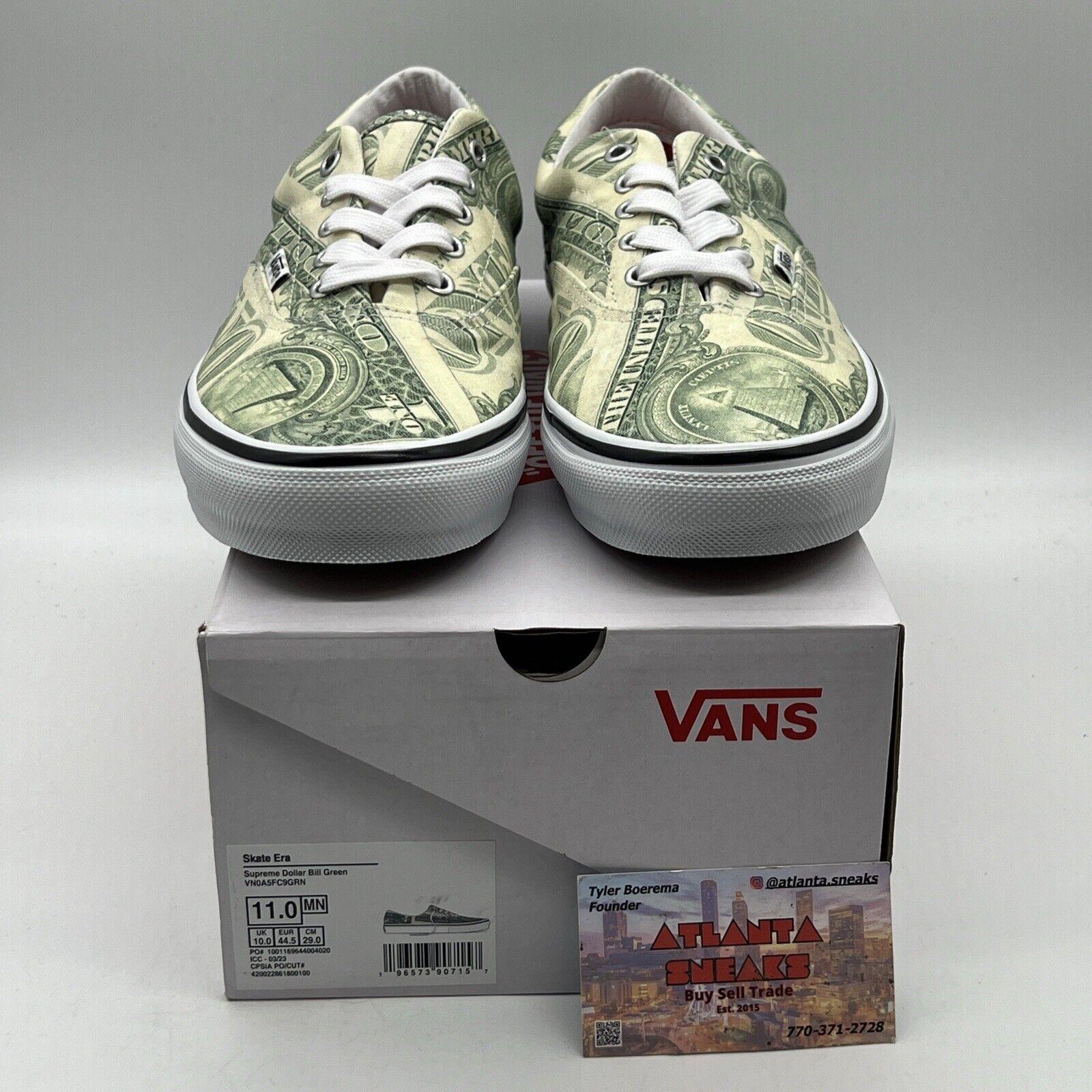 Size 11 - VANS Supreme x Skate Era Dollar Bill Brand New Og All DS Sneakers