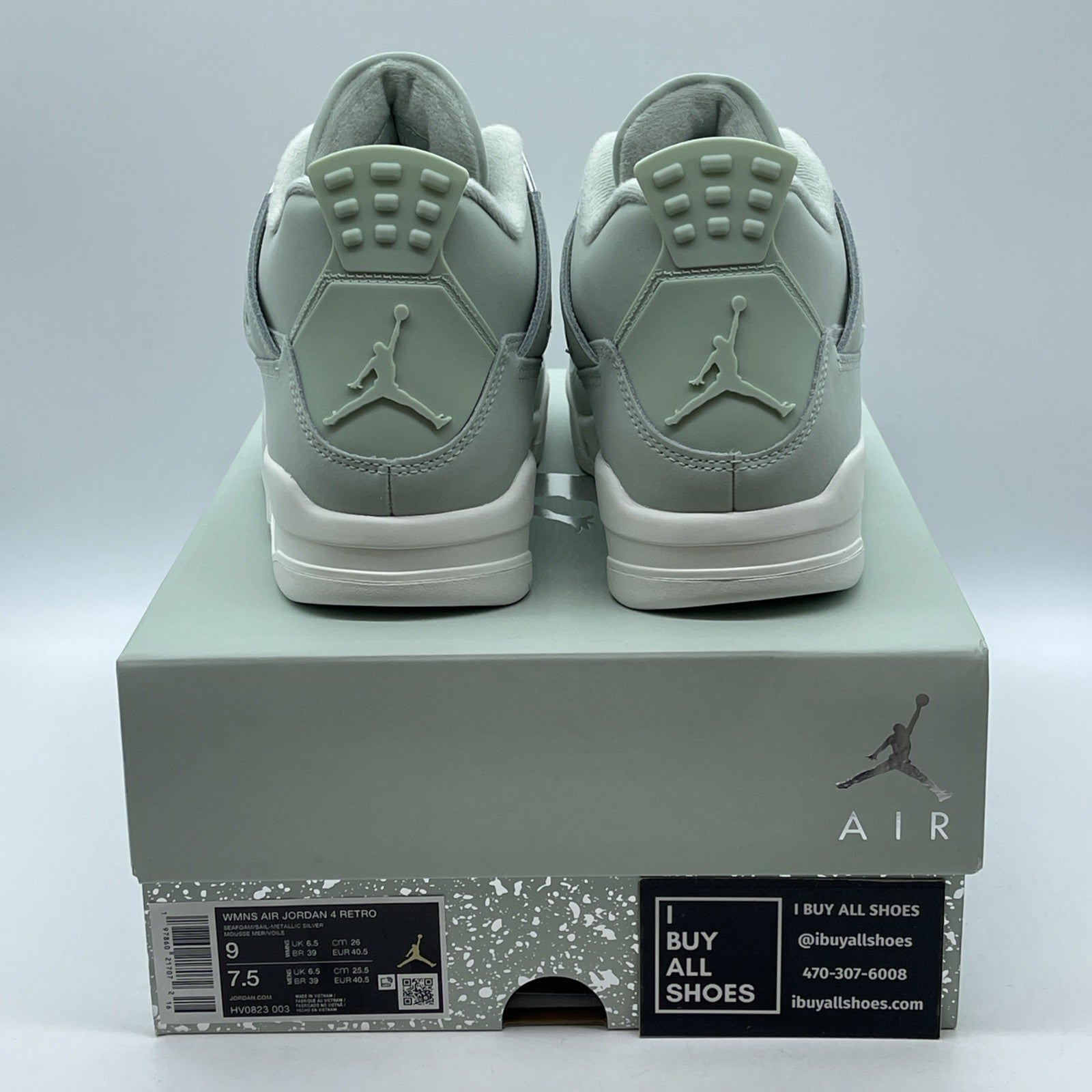 Size 9W - Air Jordan 4 Retro Abundance Seafoam Blue Silver Leather (HV0823-003)