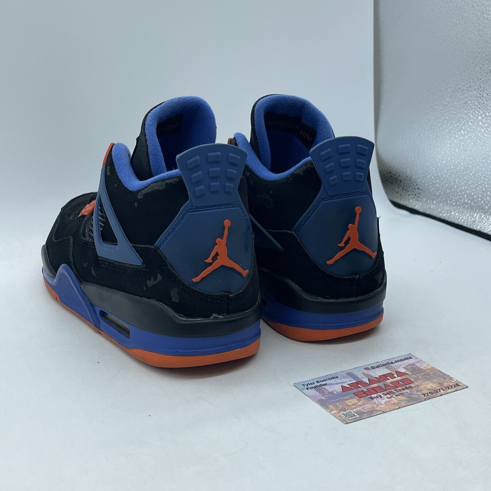 Size 8 - Air Jordan 4 Retro Cavs Black Suede Blue Orange Leather (308497-027)