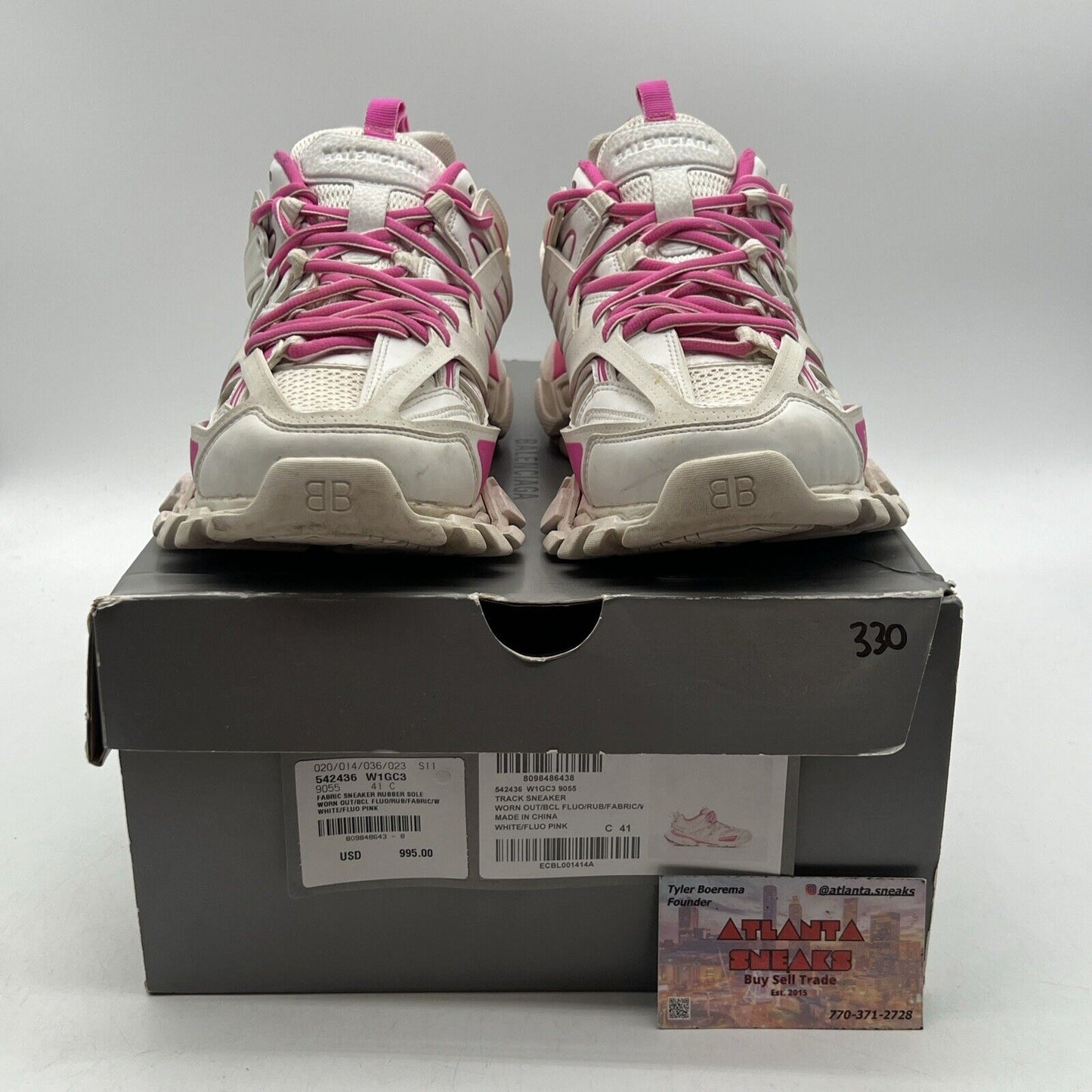 Size 11 - Balenciaga Wmns Track Sneaker White Fluo Pink (542436W1GC39055)