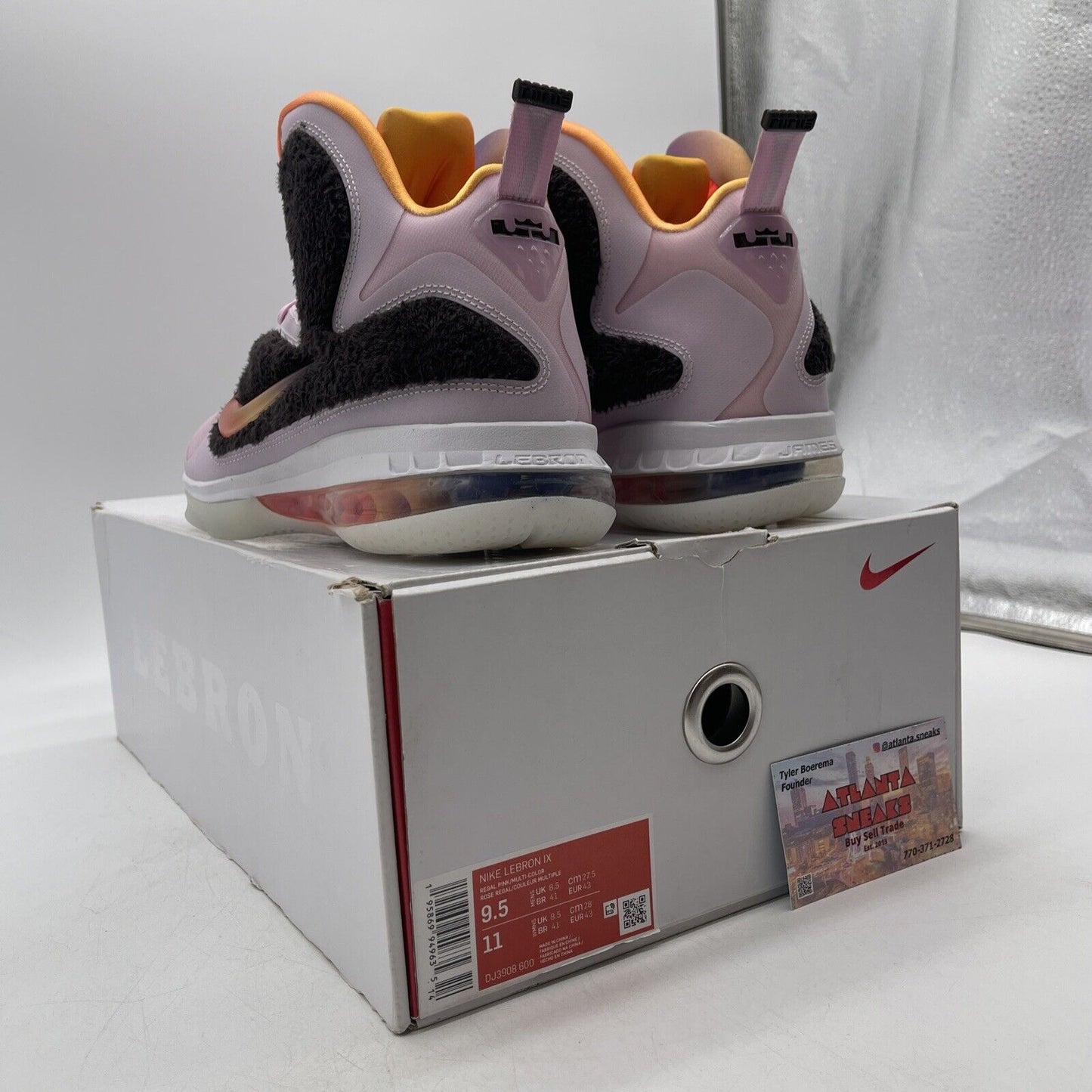 Size 9.5 - Nike LeBron 9 Regal Pink Orange Brown Blue Red Yellow (DJ3908-600)