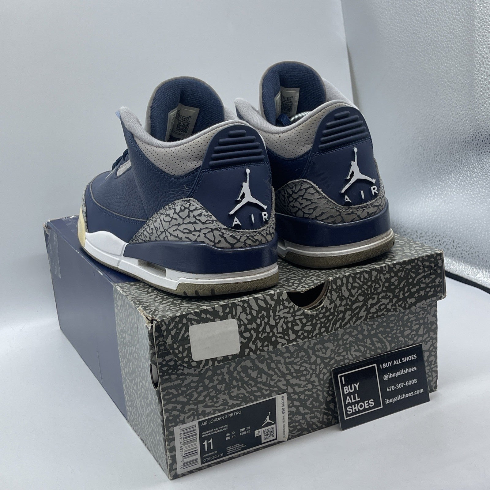 Size 11 - Jordan 3 Georgetown Blue Grey Suede Leather (CT8532-401)