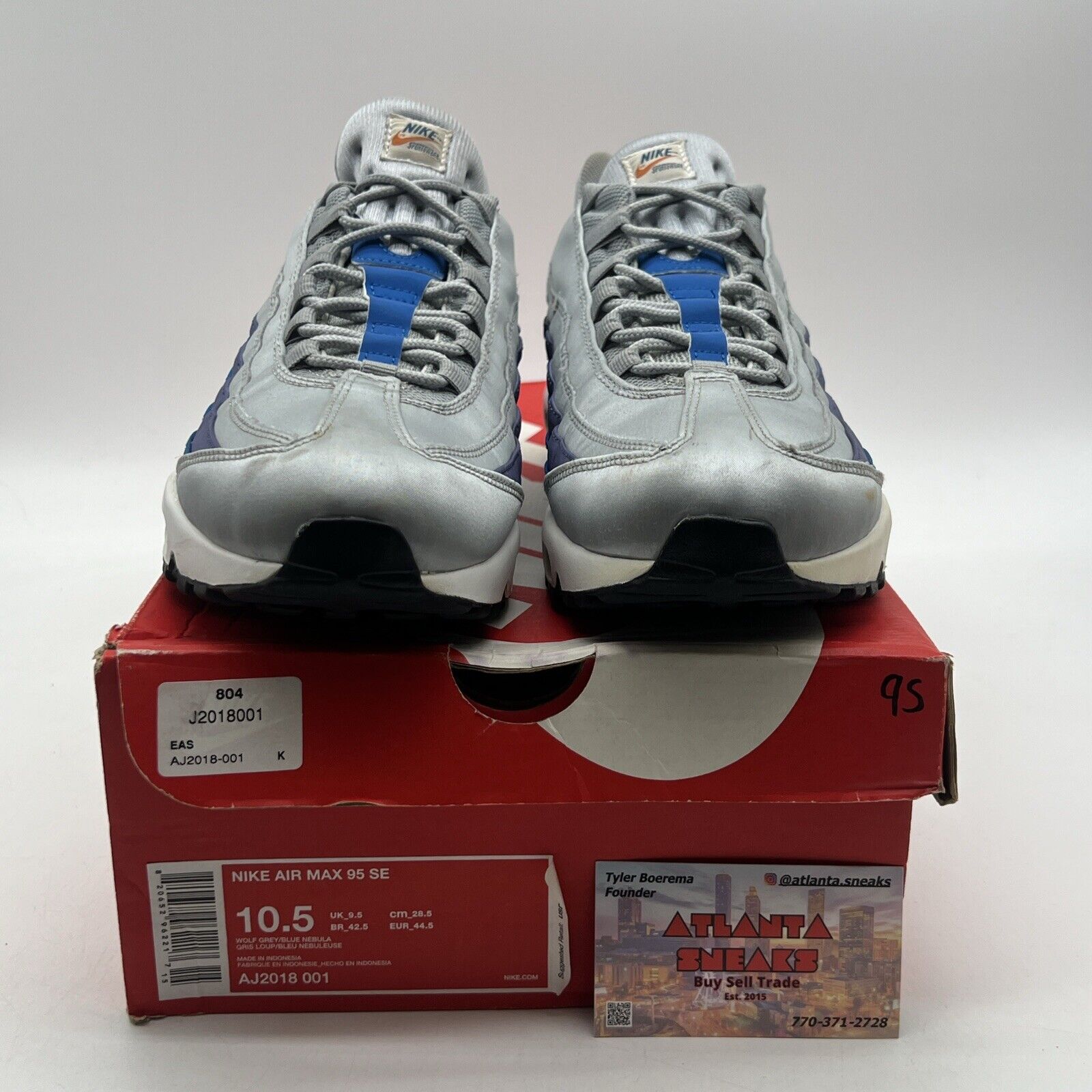 Size 10.5 - Nike Air Max 95 Blue Nebula Grey Purple White (AJ2018-001)