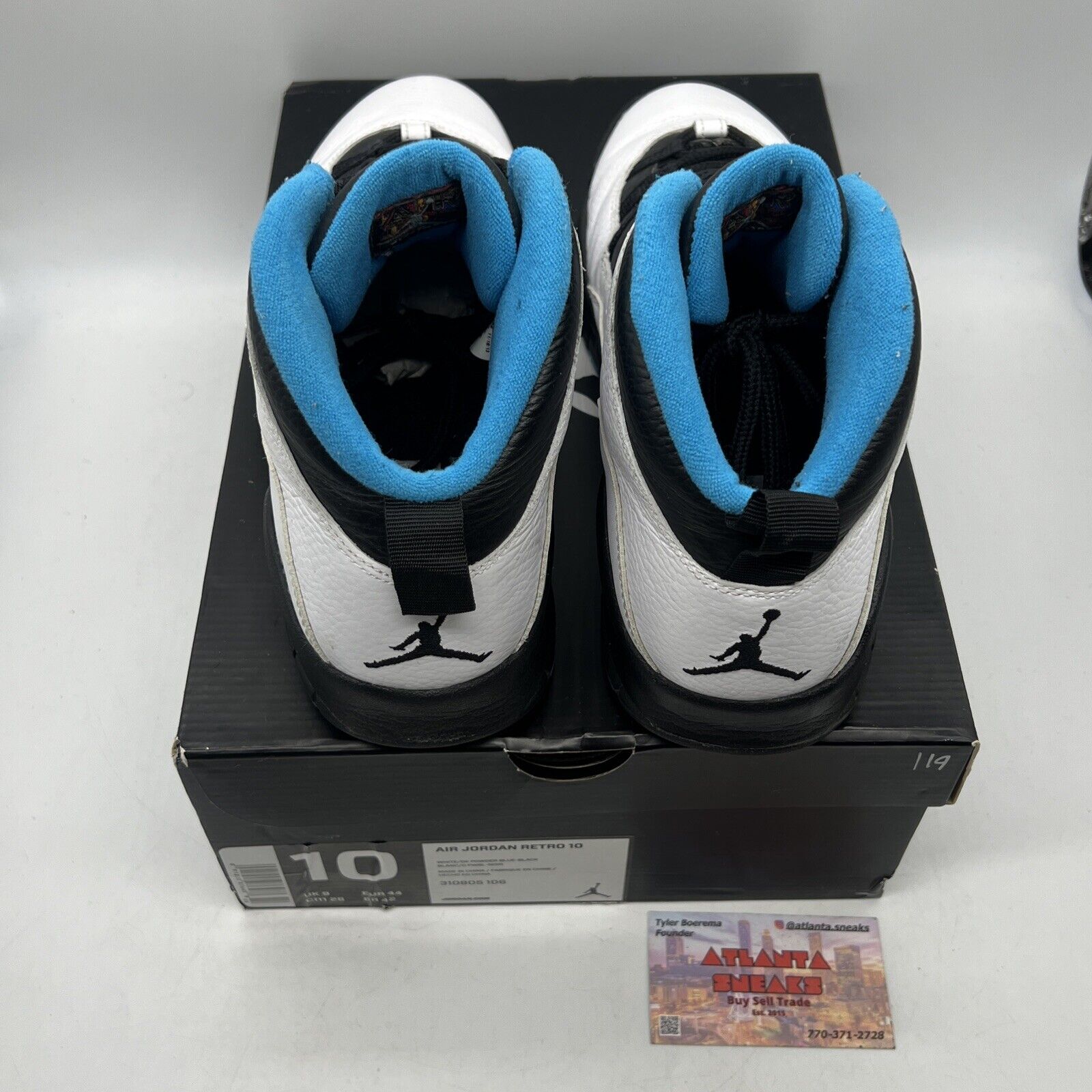 Size 10 - Air Jordan 10 Retro 2014 Powder Blue Black White Leather (310805-106)