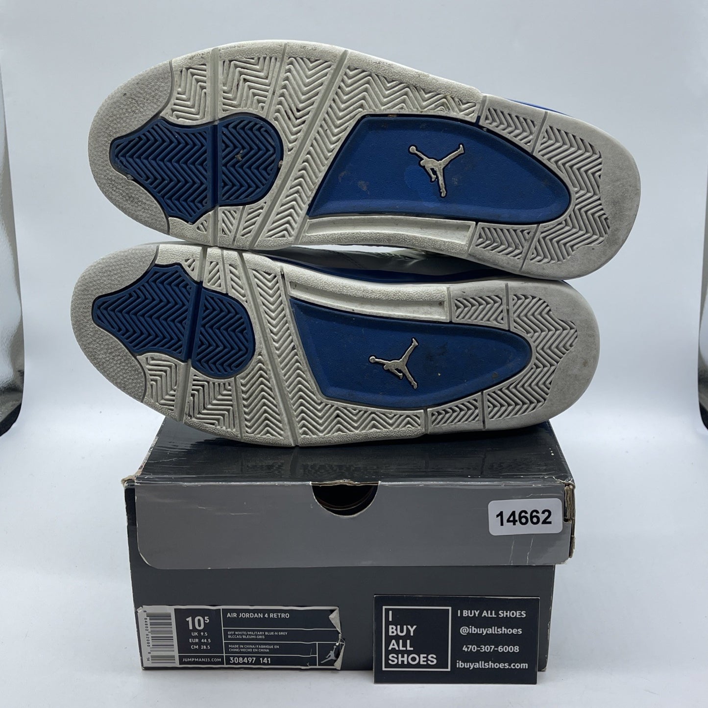 Size 10.5 - Air Jordan 4 Retro 2006 Military Blue White Suede (308497-141)