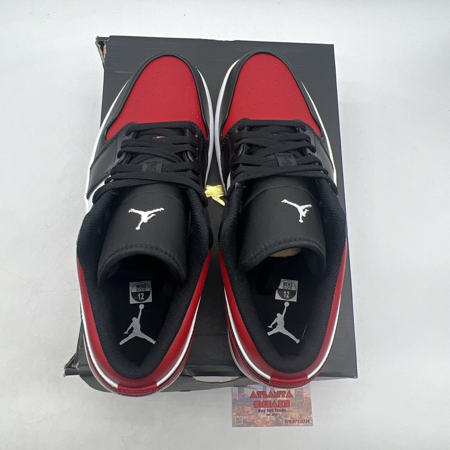 Size 12 - Jordan 1 Low Bred Toe White Black Red Leather (553558-612)