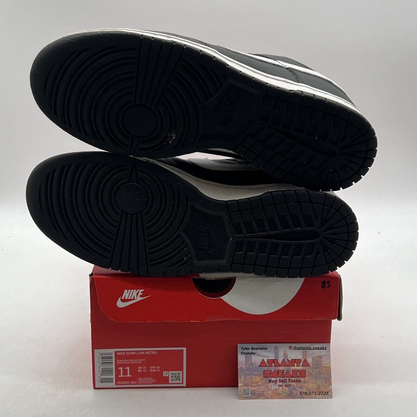 Size 11 - Nike Dunk Low Black Panda 2.0 White Leather (DV0831-002)