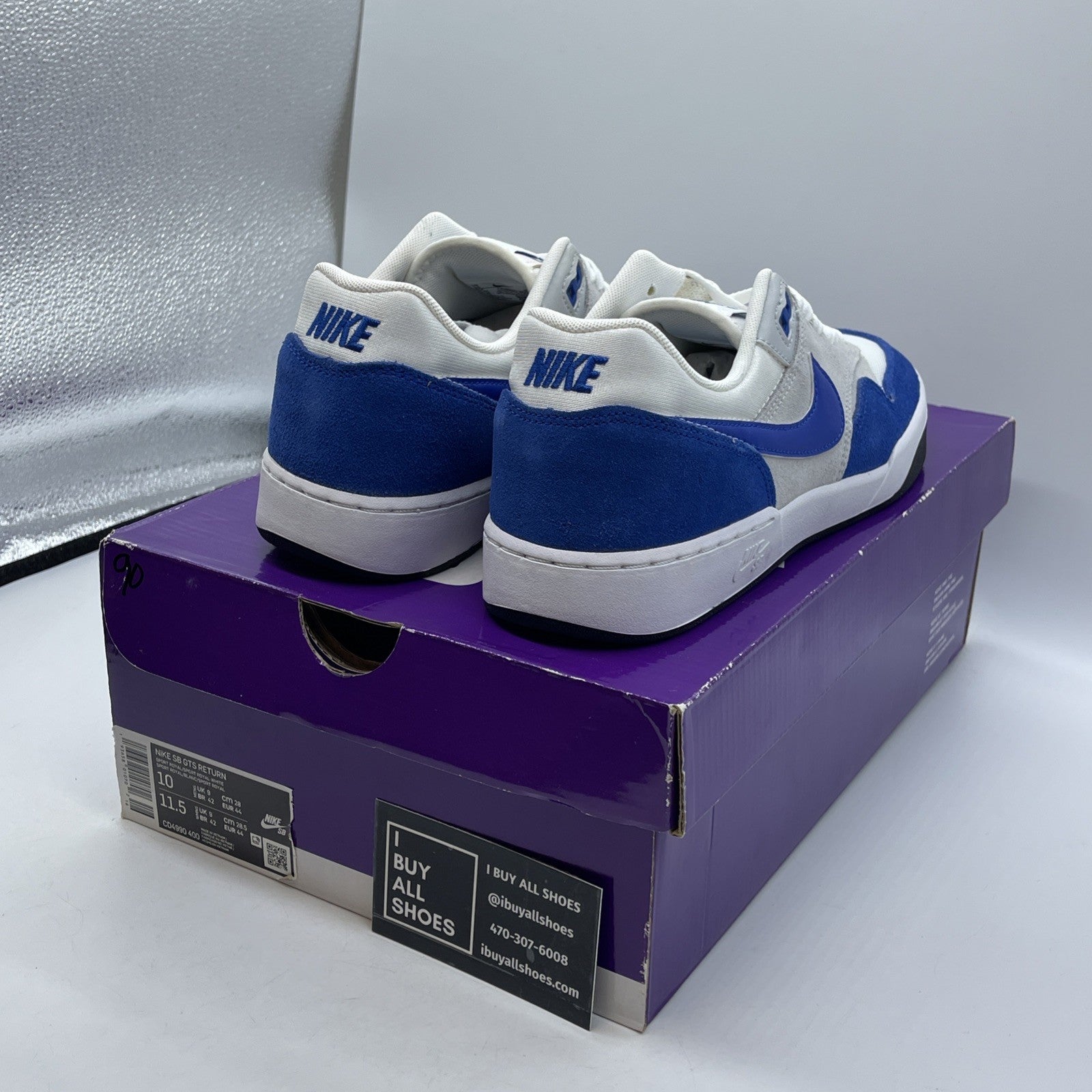 Size 10 - Nike GTS Return SB Sport Royal Blue Grey White Suede (CD4990-400)