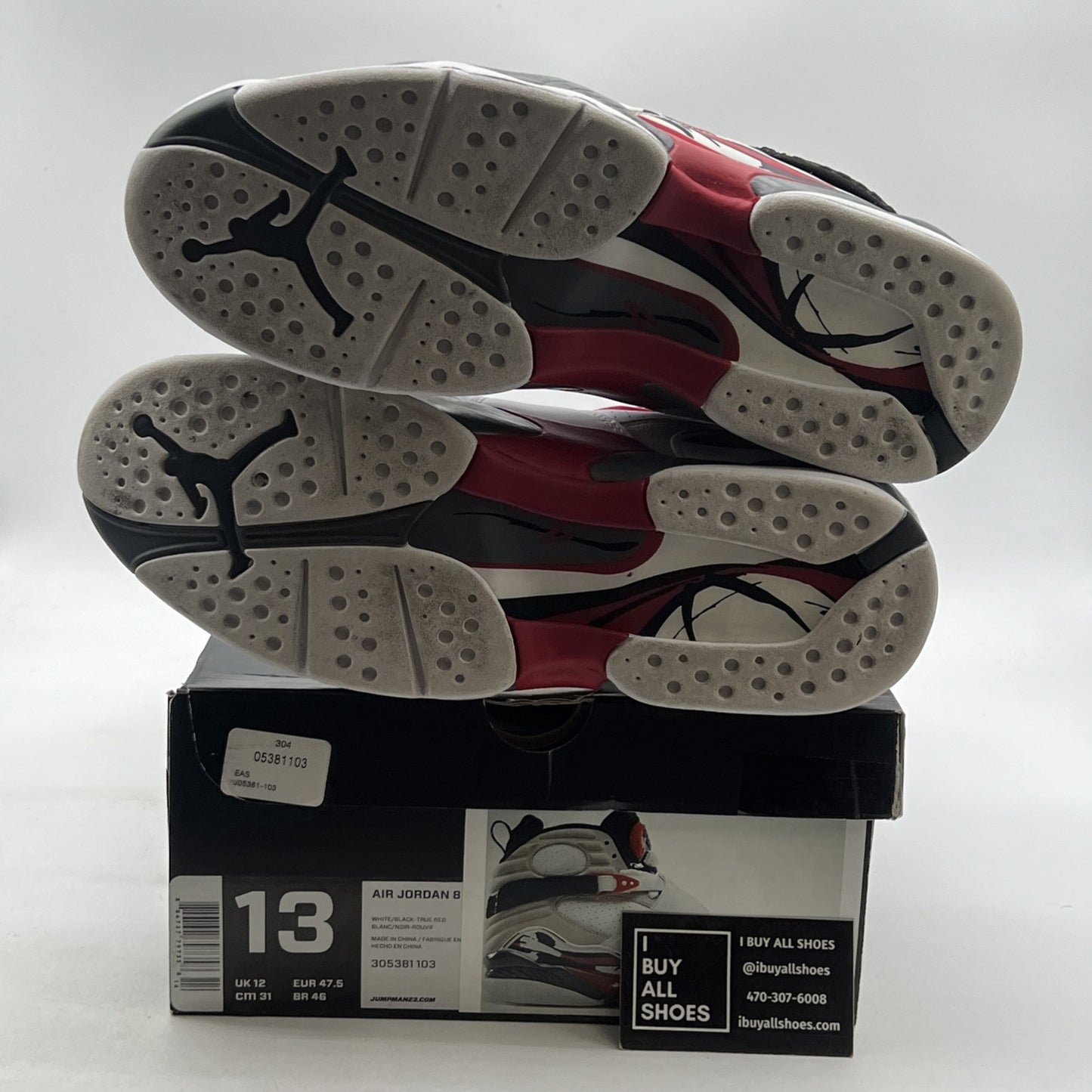 Size 13 - Air Jordan 8 Retro White 2013 (305381-103)