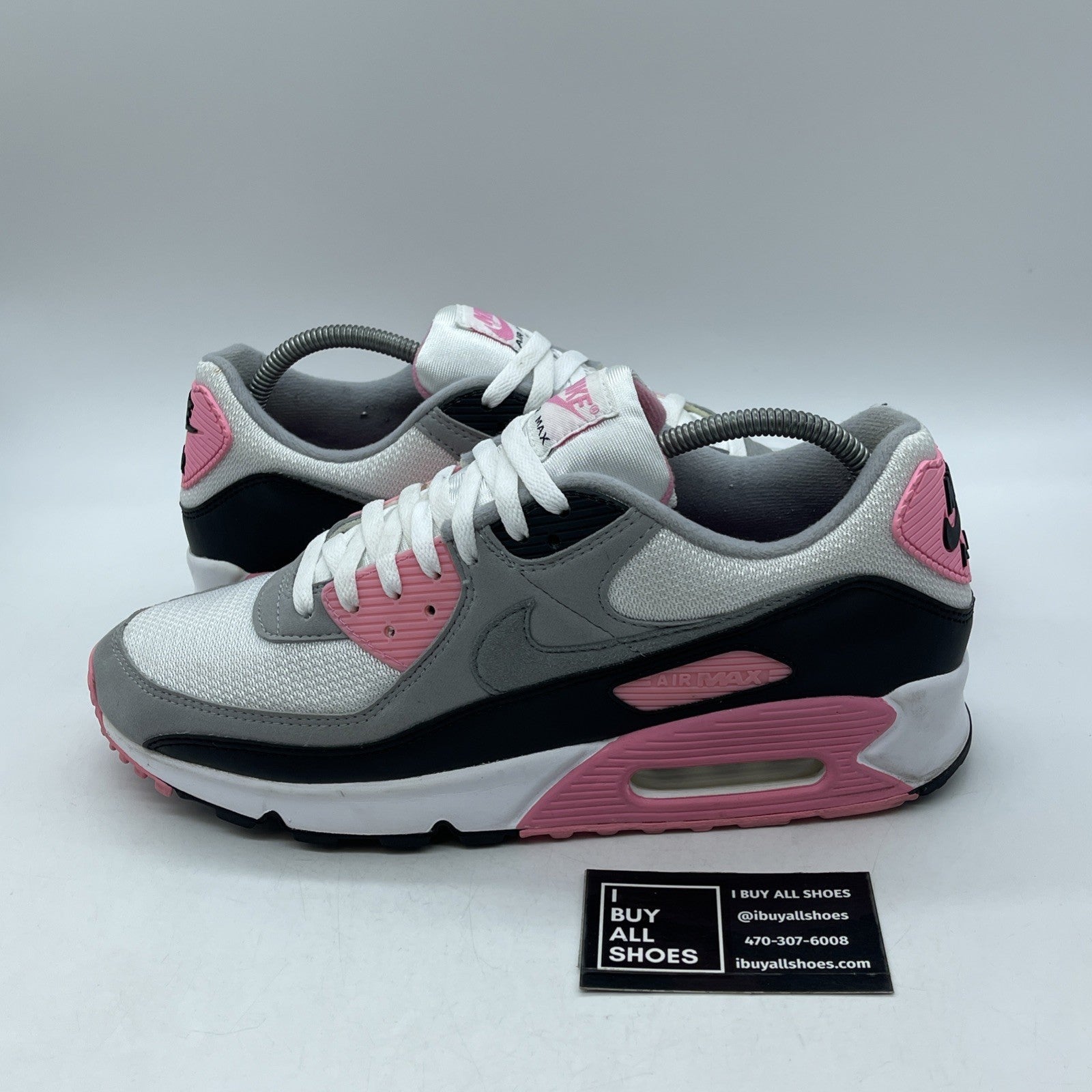 Size 12 - Nike Air Max 90 Rose Pink Grey White Suede Leather (CD0881-101)