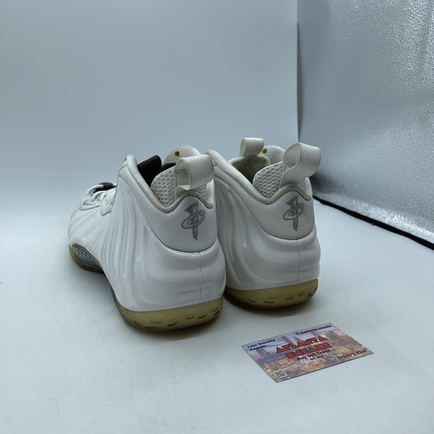 Size 9.5 - Nike Air Foamposite One White Out Silver Suede Leather (314996-100)