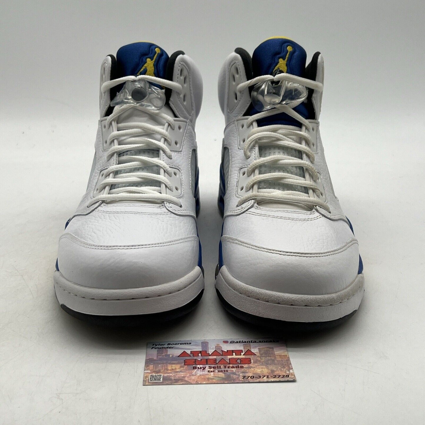 Size 11.5 - Air Jordan 5 Retro 2013 Laney White Yellow Blue Leather (136127-189)