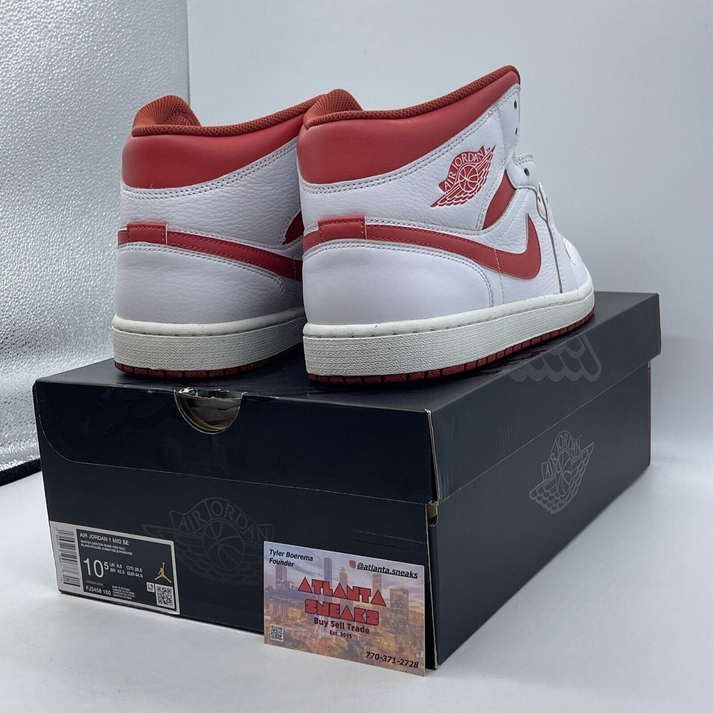 Size 10.5 - Air Jordan 1 Mid SE White Dune Red Leather (FJ3458-160)