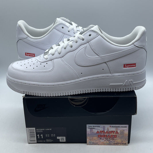 Size 11 - Nike Air Force 1 x Supreme Low Box Logo - White Red (CU9225-100)