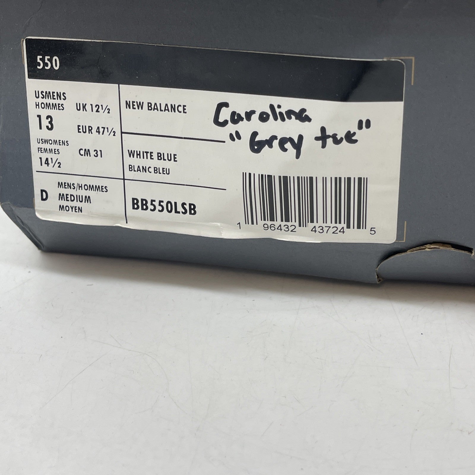 Size 13 - New Balance 550 White Blue Haze (BB550LSB)