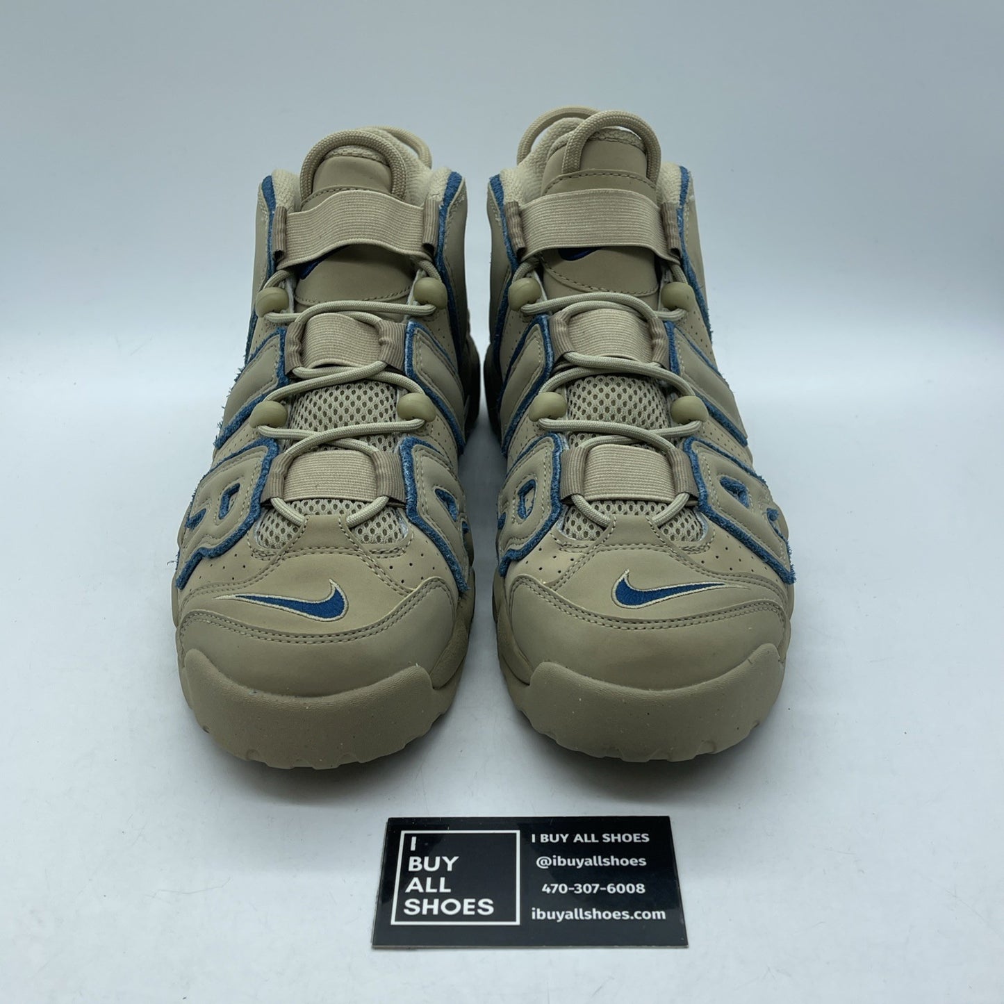 Size 9.5 - Nike Air More Uptempo Limestone Brown Blue Suede (DV6993-200)