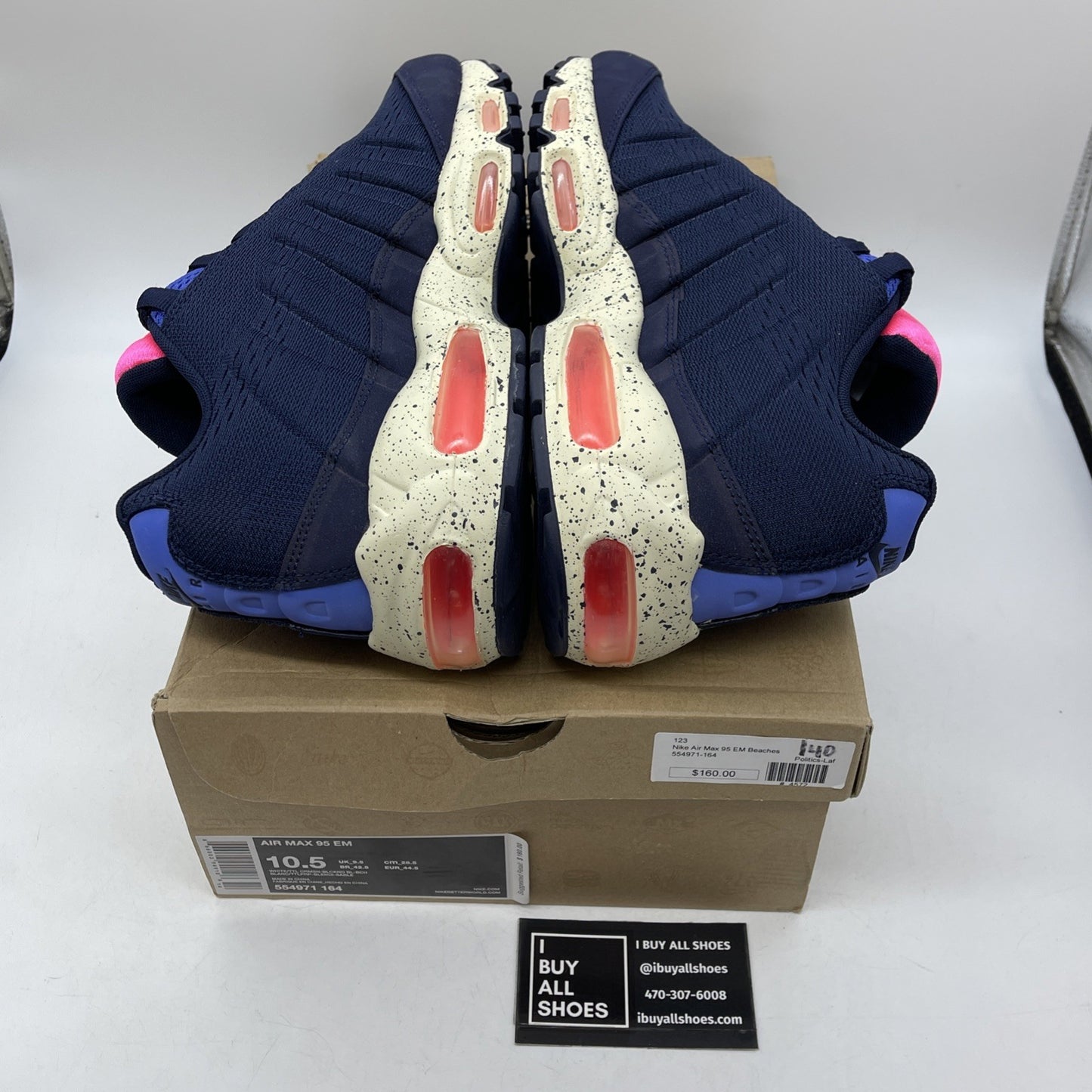 Size 10.5 - Nike Air Max 95 EM Beaches of Rio Blue Pink Suede (554971-164)