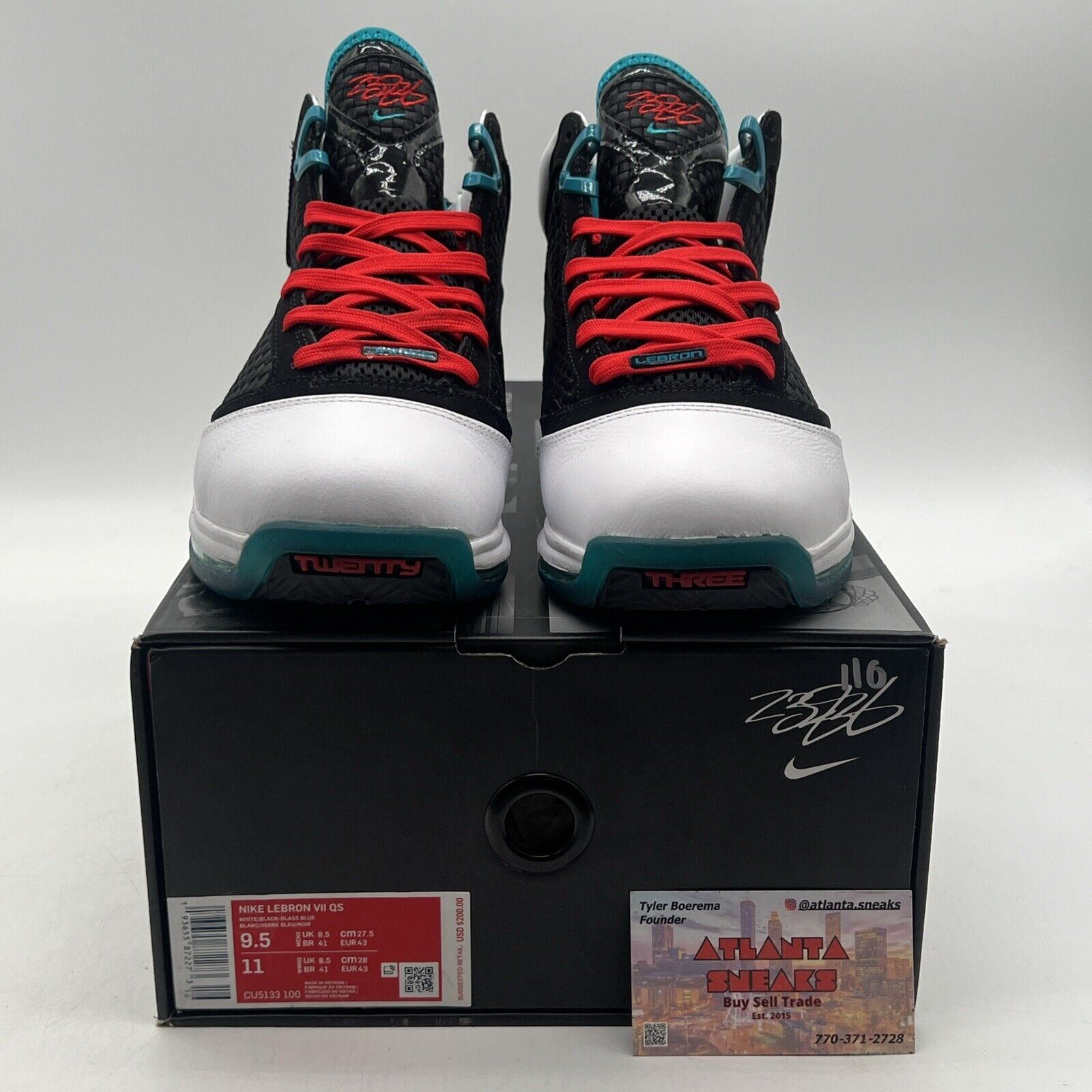 Size 9.5 - Nike Air Max LeBron 7 Retro QS 2019 Red Carpet Aqua Red (CU5133-100)