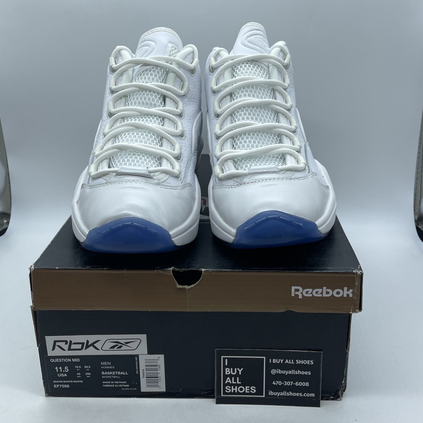 Size 11.5 - Reebok Question Mid Blue Sole (EF7598)