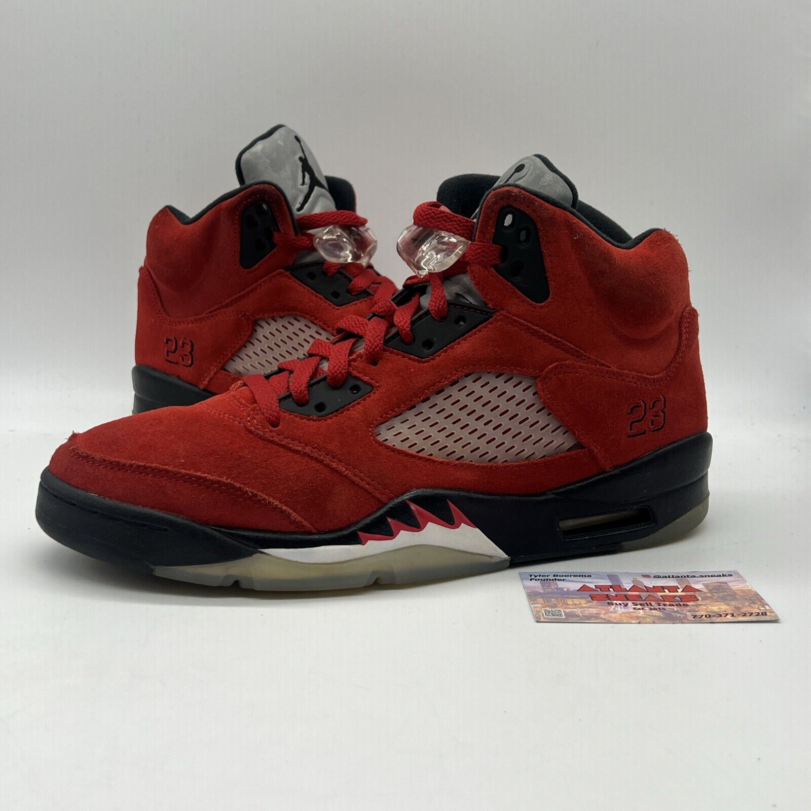 Size 10 - Jordan 5 Retro Mid Raging Bull Black Red Used Suede