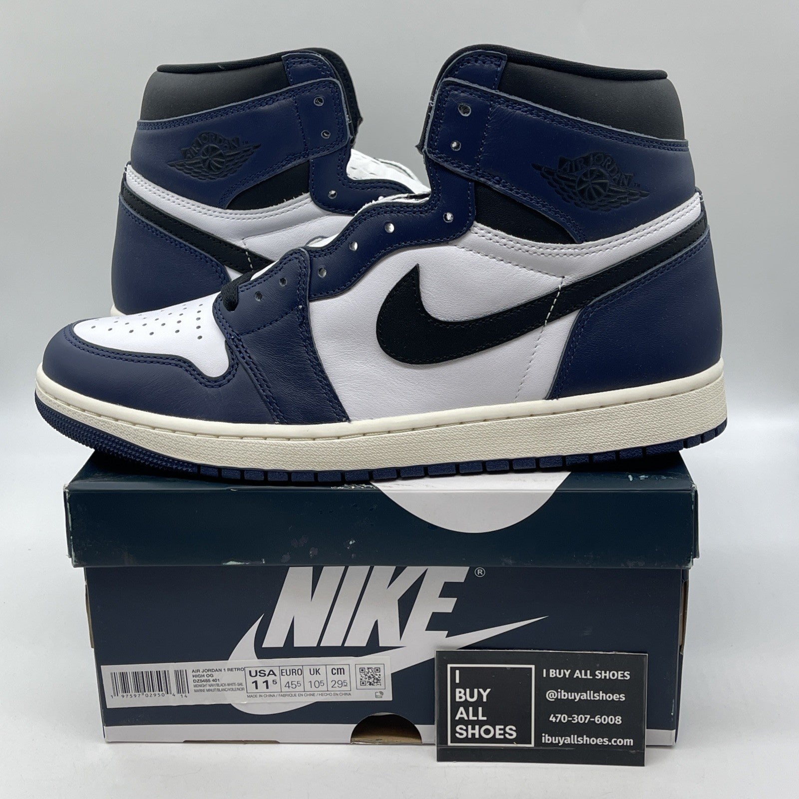 Size 11.5 - Air Jordan 1 Retro OG High Midnight Navy White Leather (DZ5485-401)