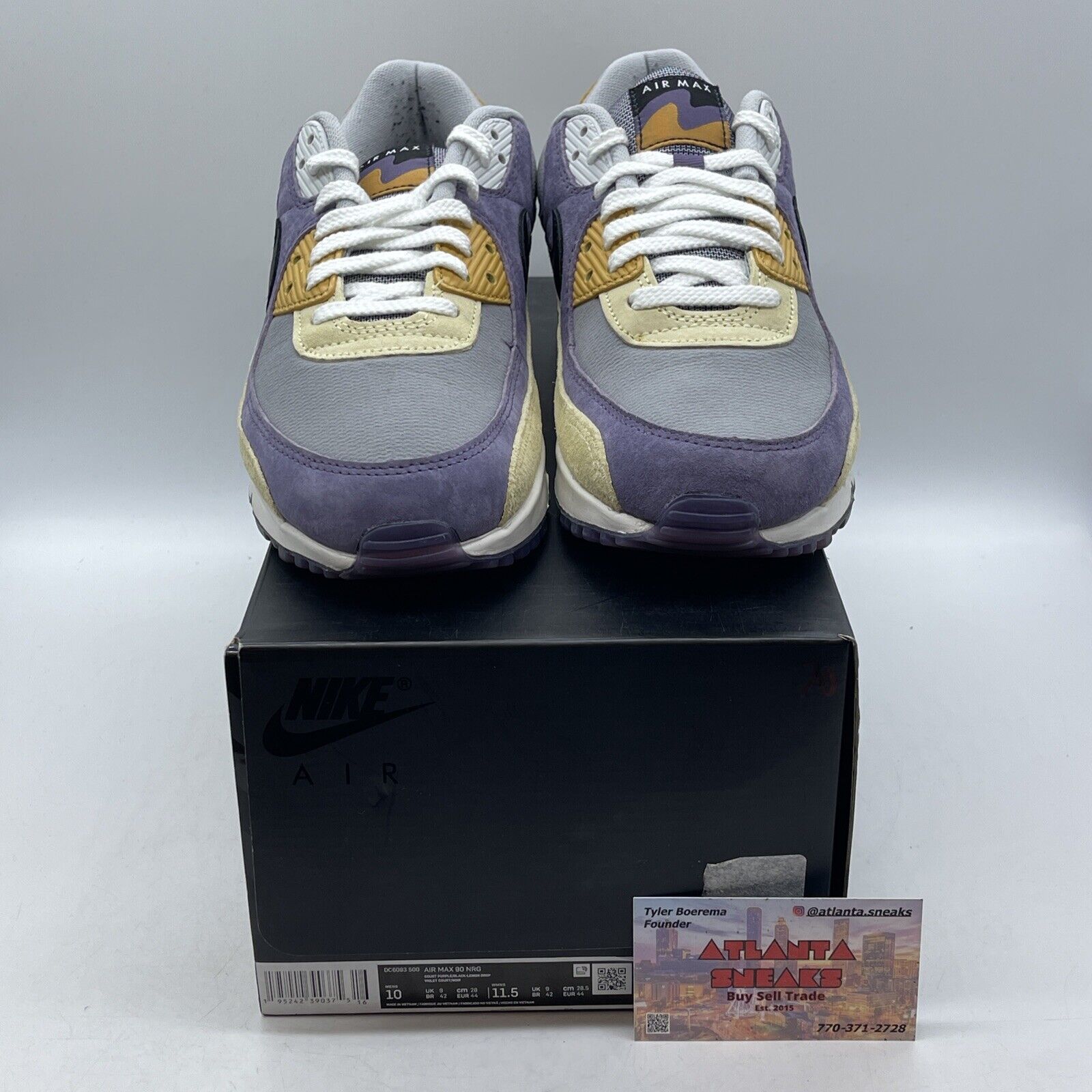 Size 10 - Air Max 90 NRG Lemon Drop Purple Grey Yellow Suede (DC6083-500)