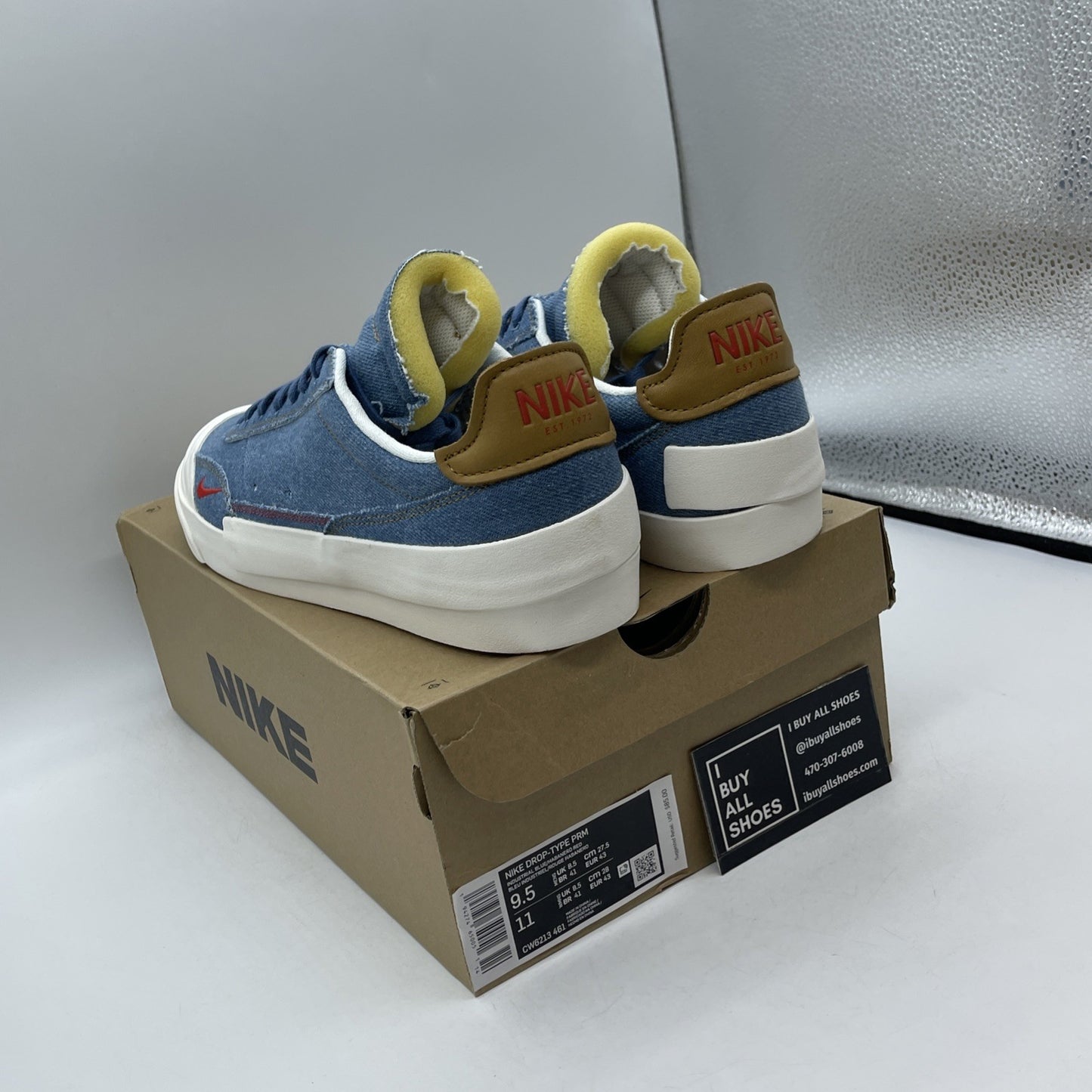 Size 9.5 - Nike Drop Type Premium Denim Suede (CW6213-461)