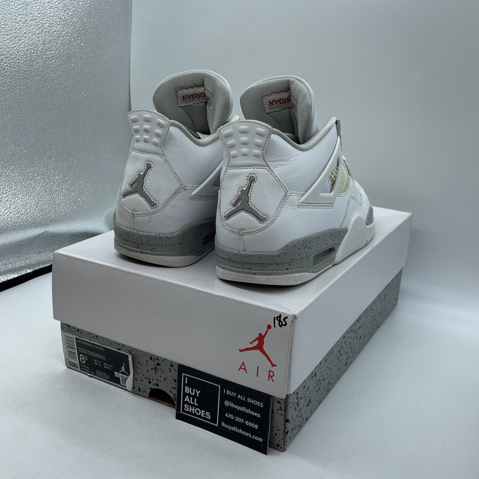 Size 8.5 - Jordan 4 Retro Mid White Oreo Grey Leather (CT8527-100)