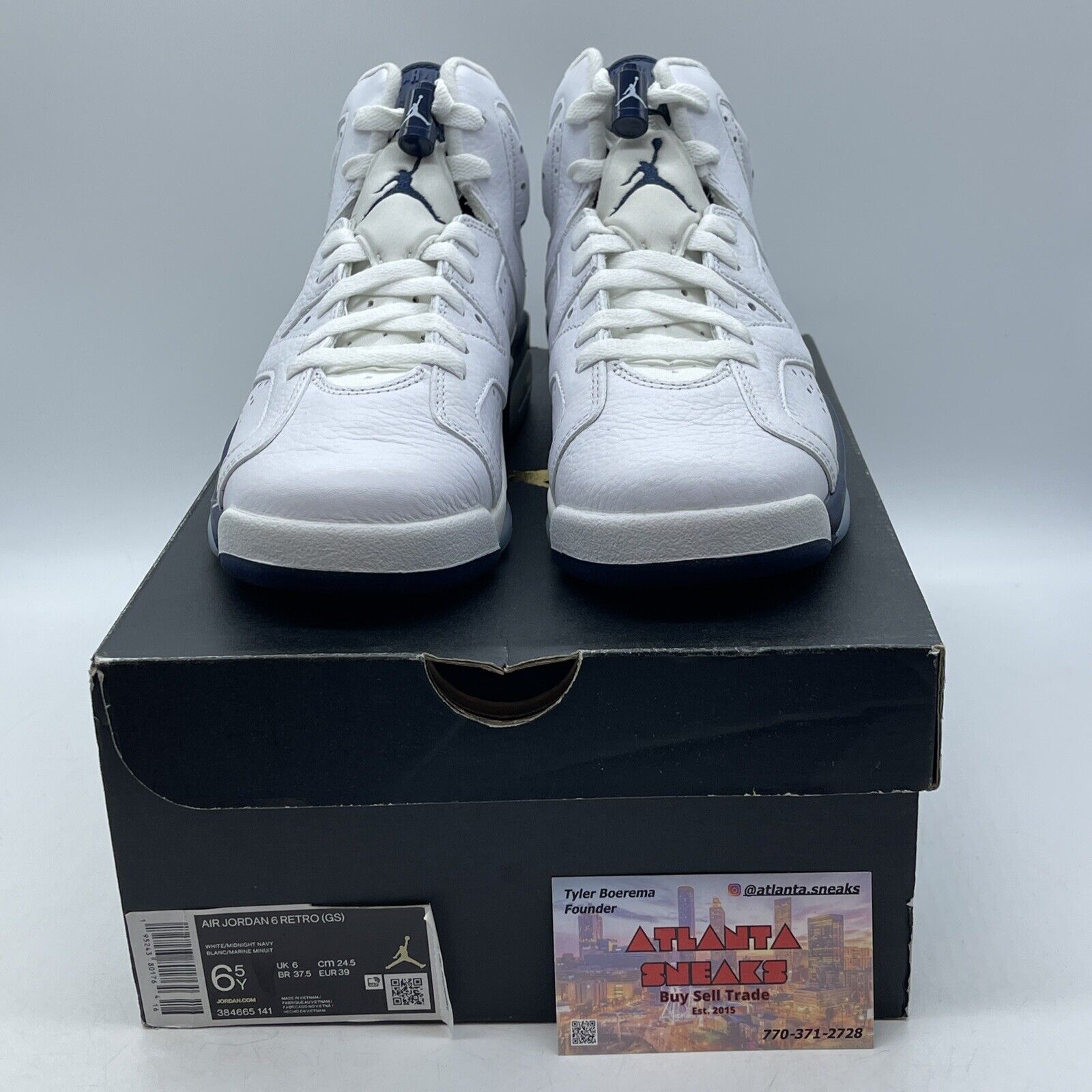 Size 6.5 - Jordan 6 Retro Midnight Navy White Leather (384665-141)