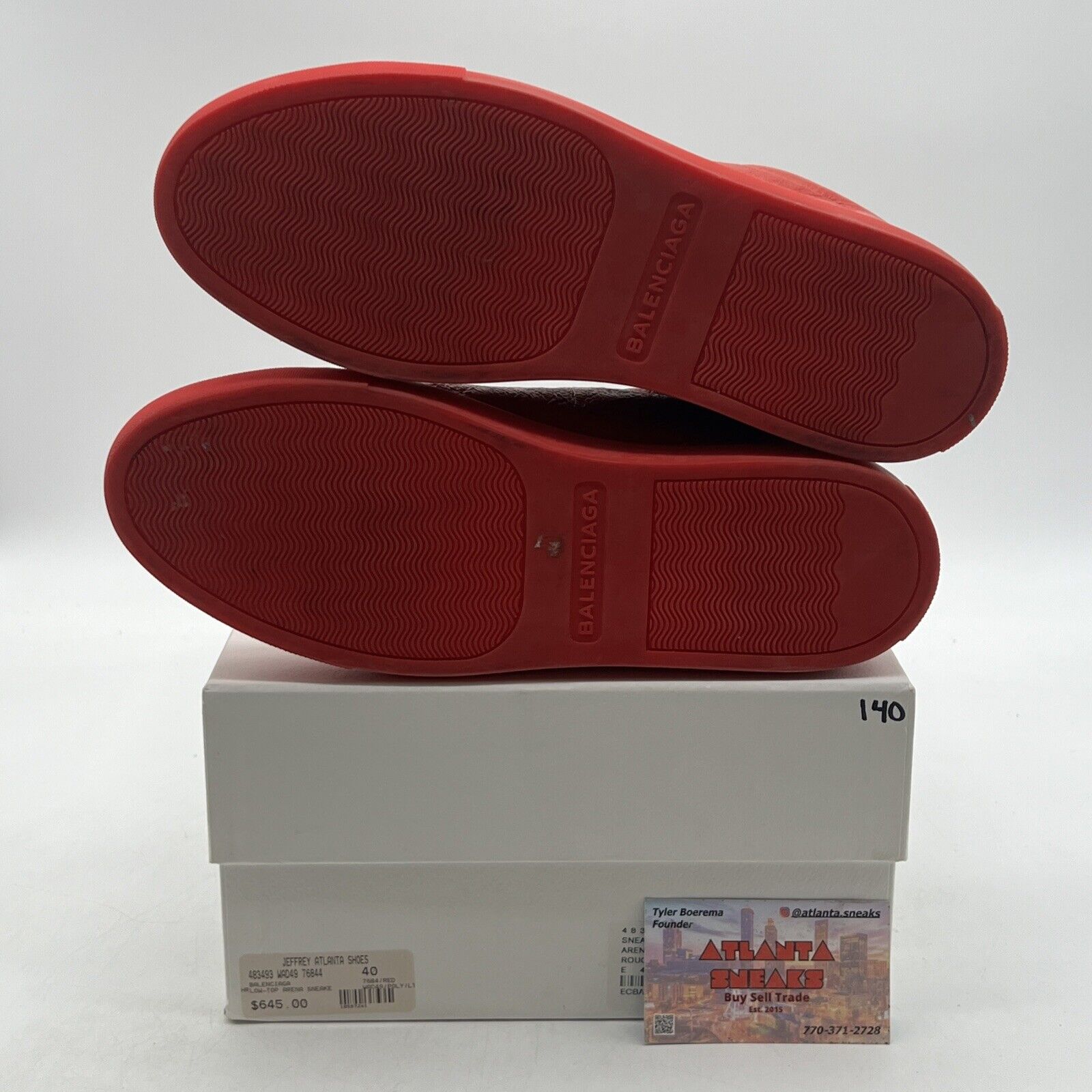 Size 7 - BALENCIAGA ARENA LOW TOP RED SNEAKERS