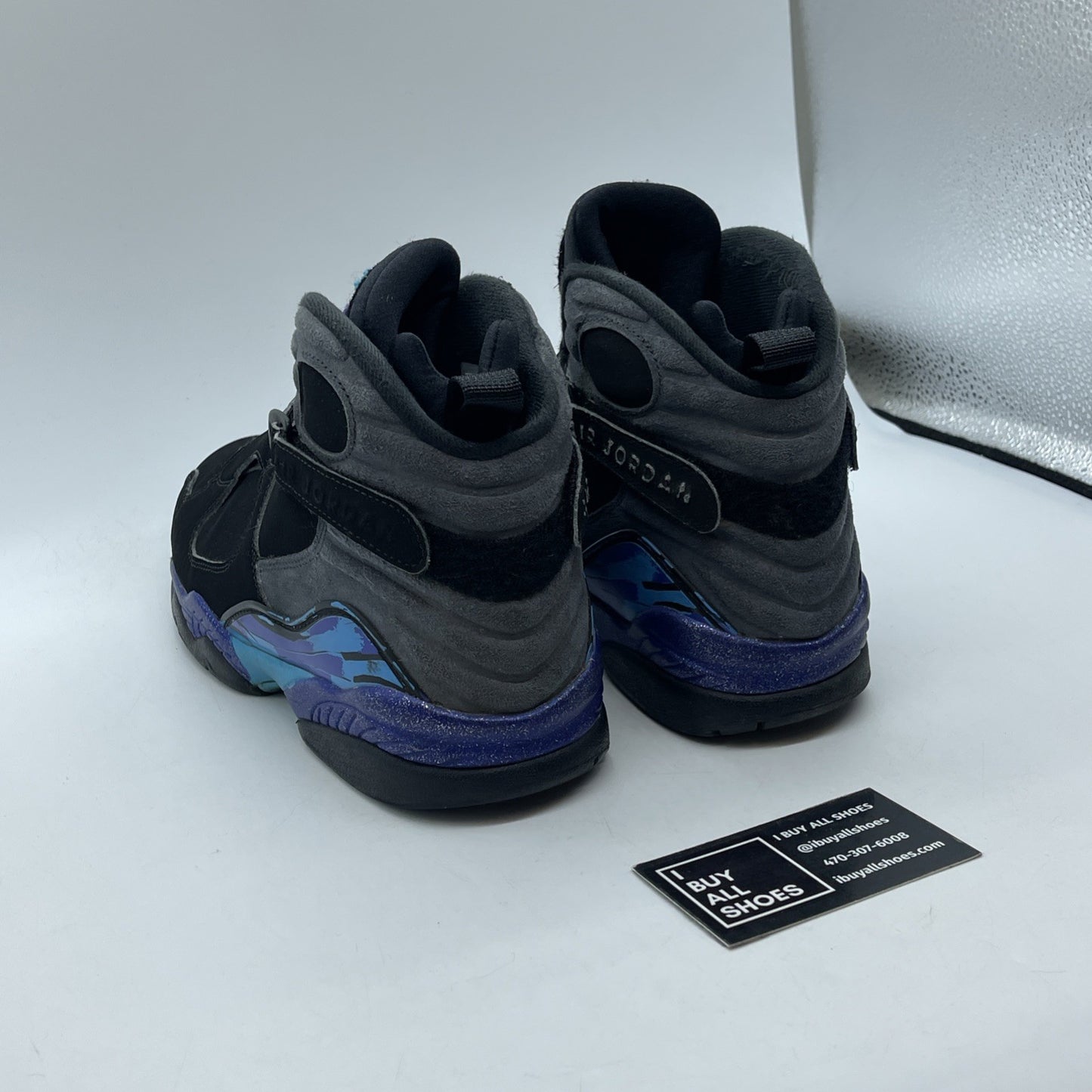Size 8.5 - Air Jordan 8 Retro 2007 Aqua Black Purple Grey Suede (305381-025)