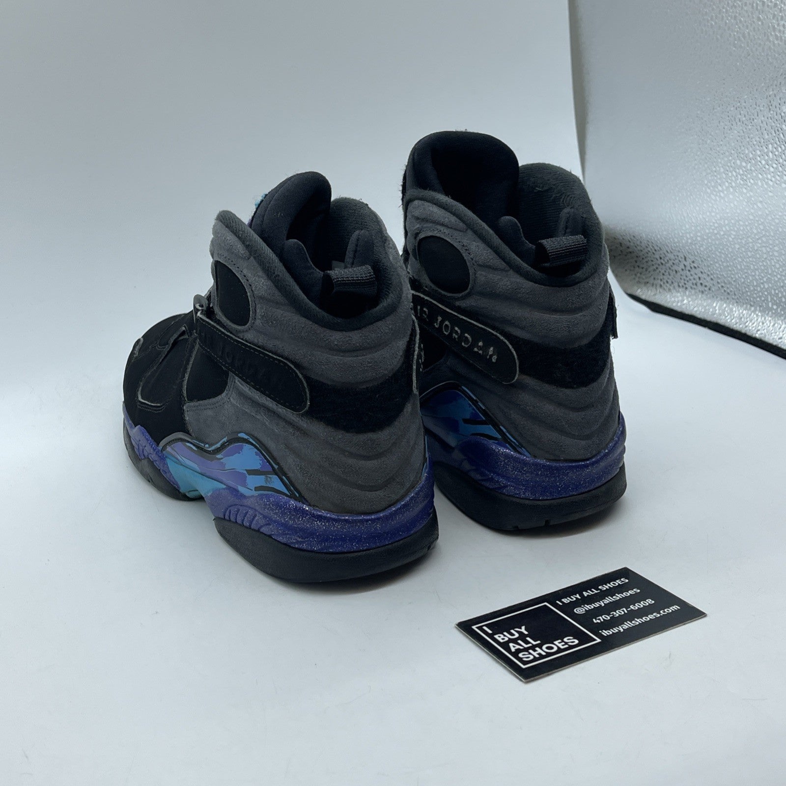 Size 8.5 - Air Jordan 8 Retro 2007 Aqua Black Purple Grey Suede (305381-025)