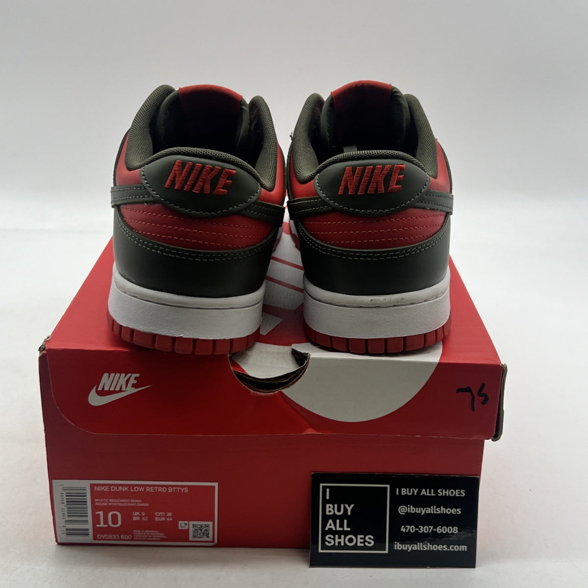 Size 10 - Nike Dunk Low Cargo Khaki Mystic Red (DV0833-600)