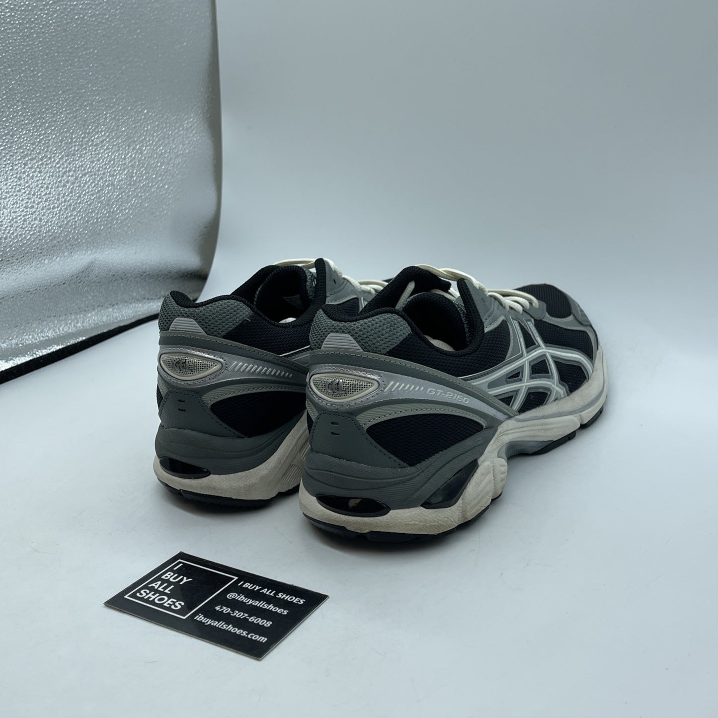 Size 9 - Asics GT-2160 Black / Seal Grey White Suede Leather (F961123)