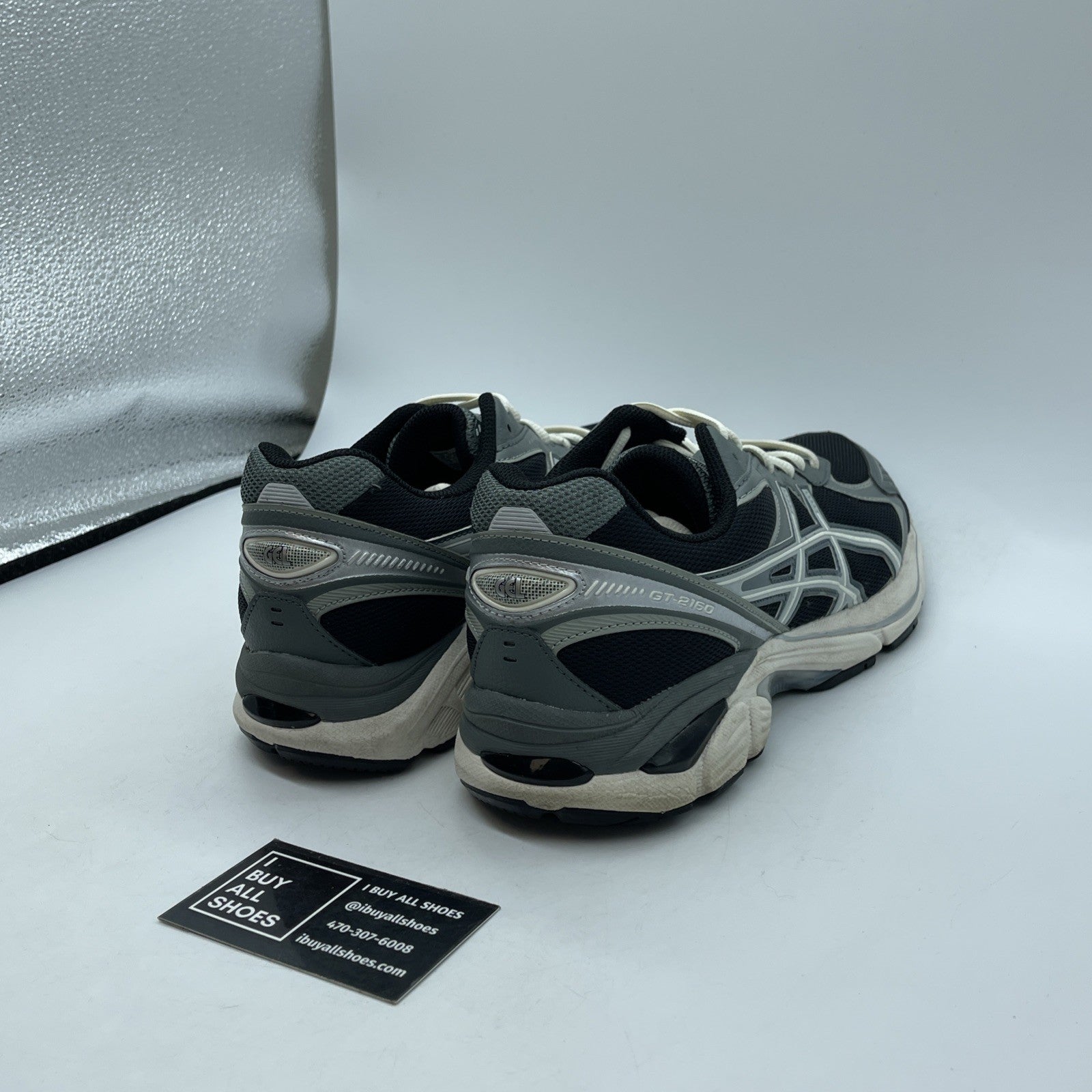 Size 9 - Asics GT-2160 Black / Seal Grey White Suede Leather (F961123)