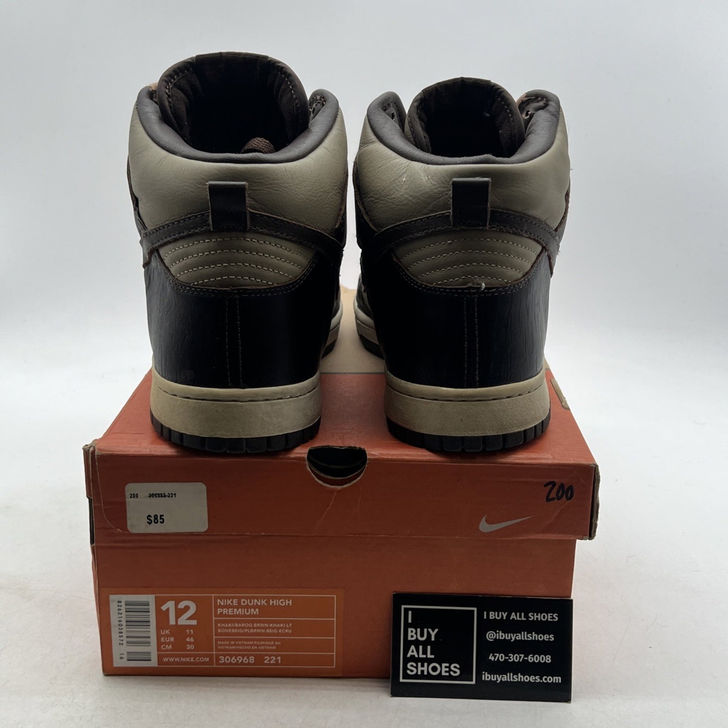 Size 12 - Nike Dunk Premium High Brown (306968-221)