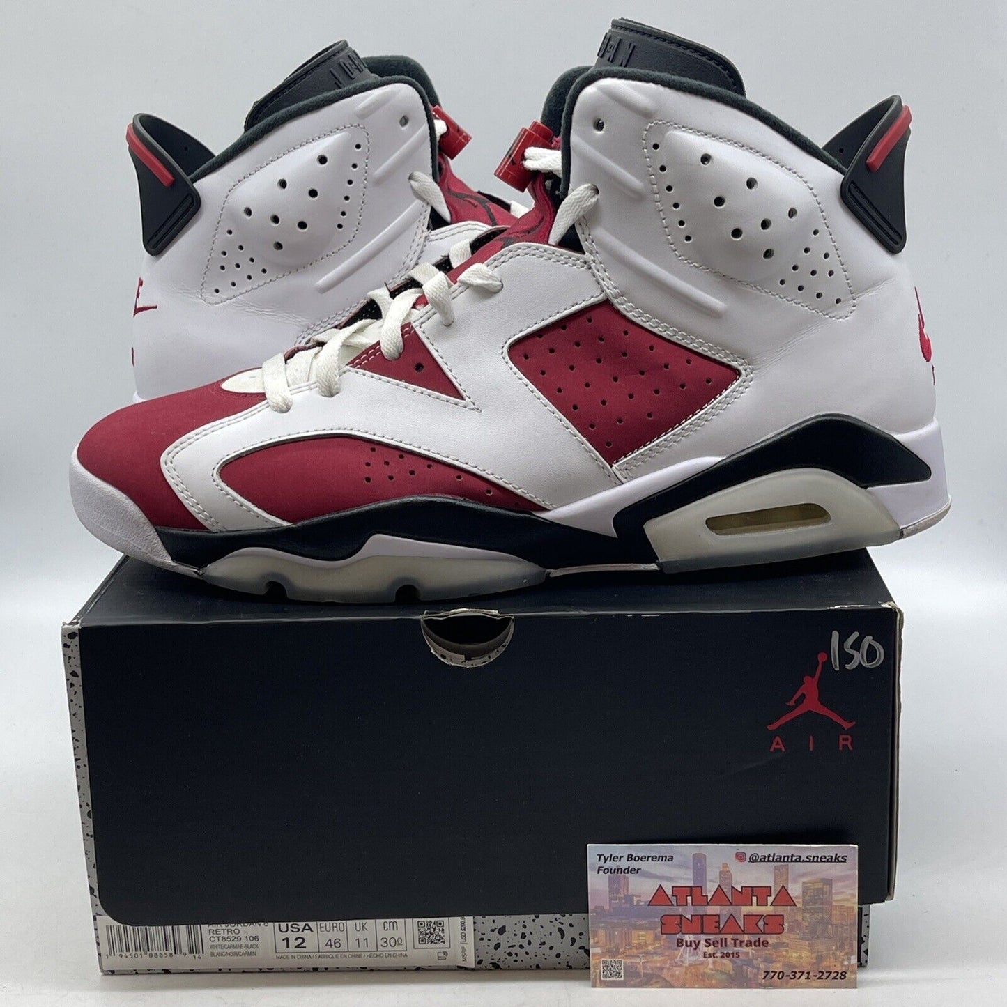 Size 12 - Jordan 6 Retro OG Mid Carmine White Red Black (CT8529-106)