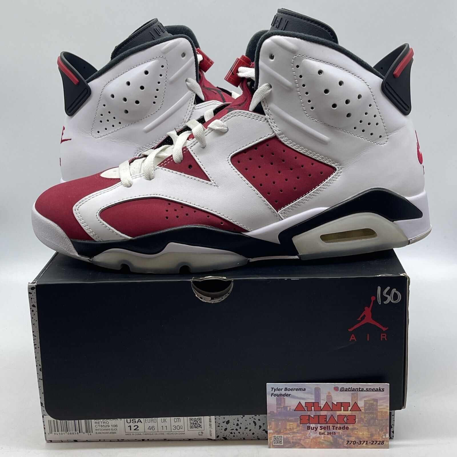 Size 12 - Jordan 6 Retro OG Mid Carmine White Red Black (CT8529-106)