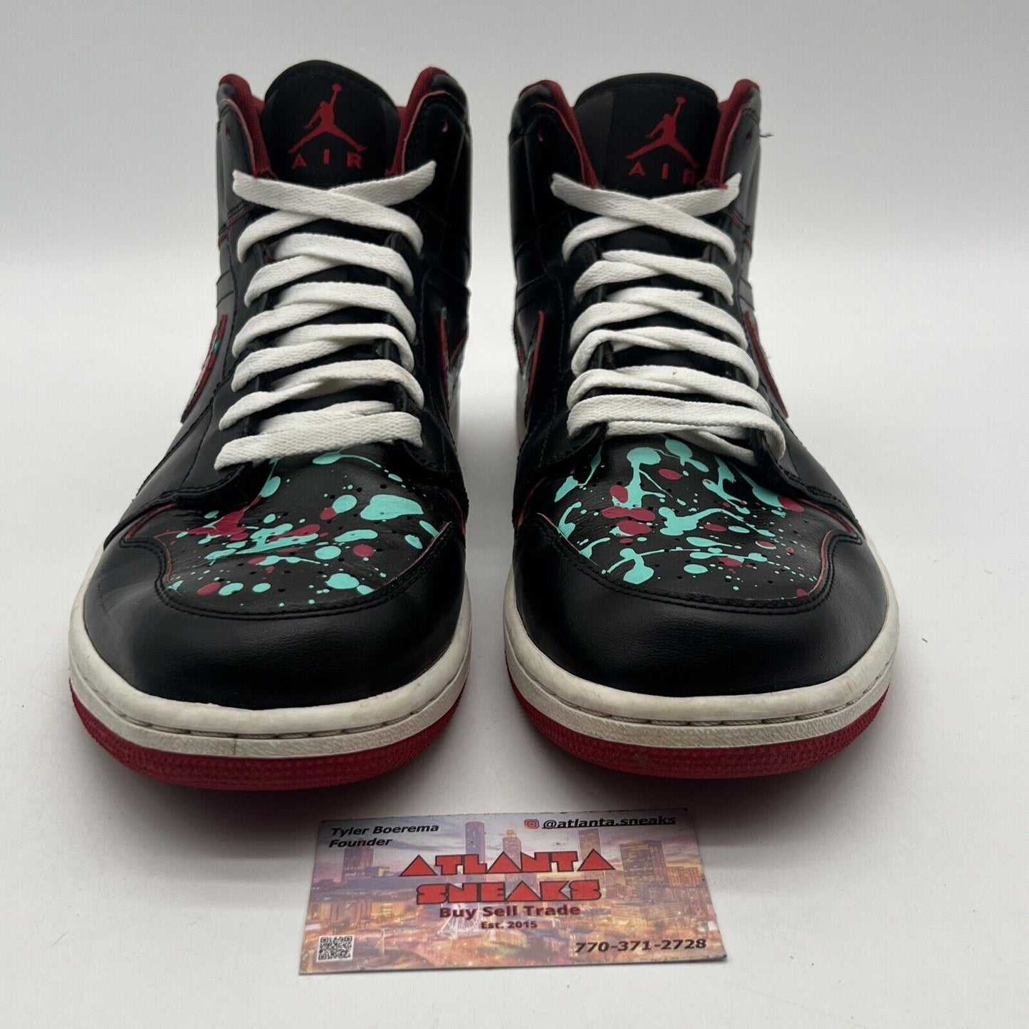 Size 13 - Air Jordan 1 Mid Black Red Teal Leather White (554724-028)