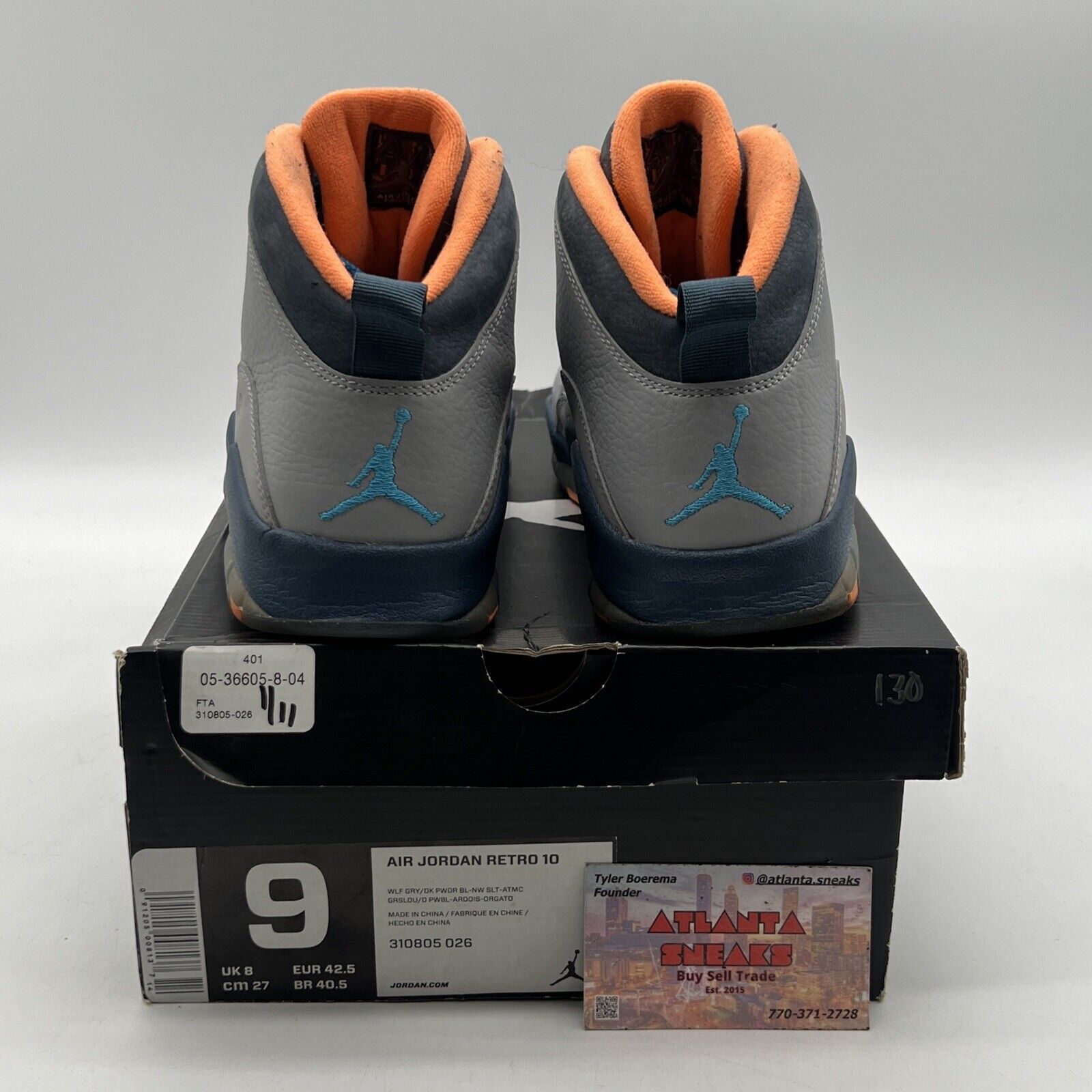 Size 9 - Air Jordan 10 Retro Bobcats Grey Orange Blue Leather (310805-026)