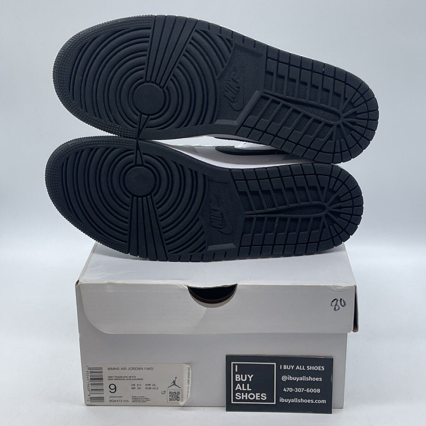 Size 9W - Air Jordan 1 Mid Grey Fog Black White Leather (BQ6472-015)