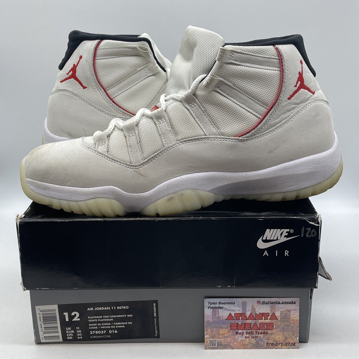 Size 12 - Air Jordan 11 Retro Platinum Tint Tan Brown Suede Red (378037-016)