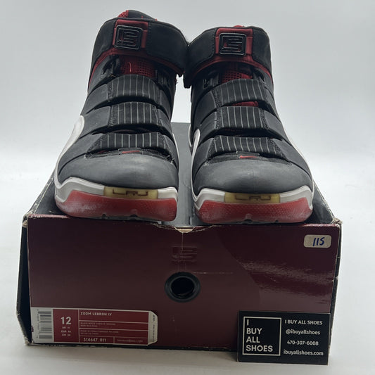 Size 12 - Nike Zoom LeBron 4 Black White Red (314647-011)