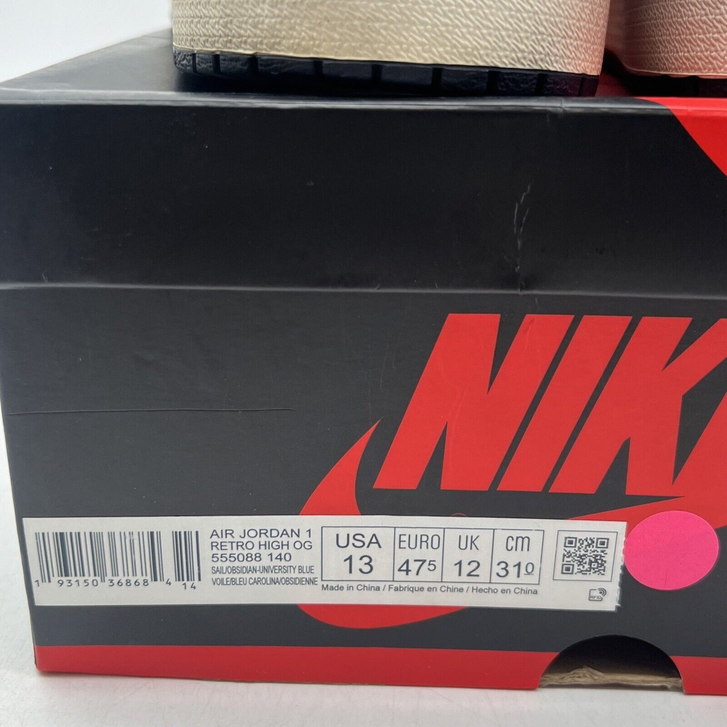 Size 13 - Jordan 1 Retro OG High Obsidian UNC 2019 Navy White (555088-140)