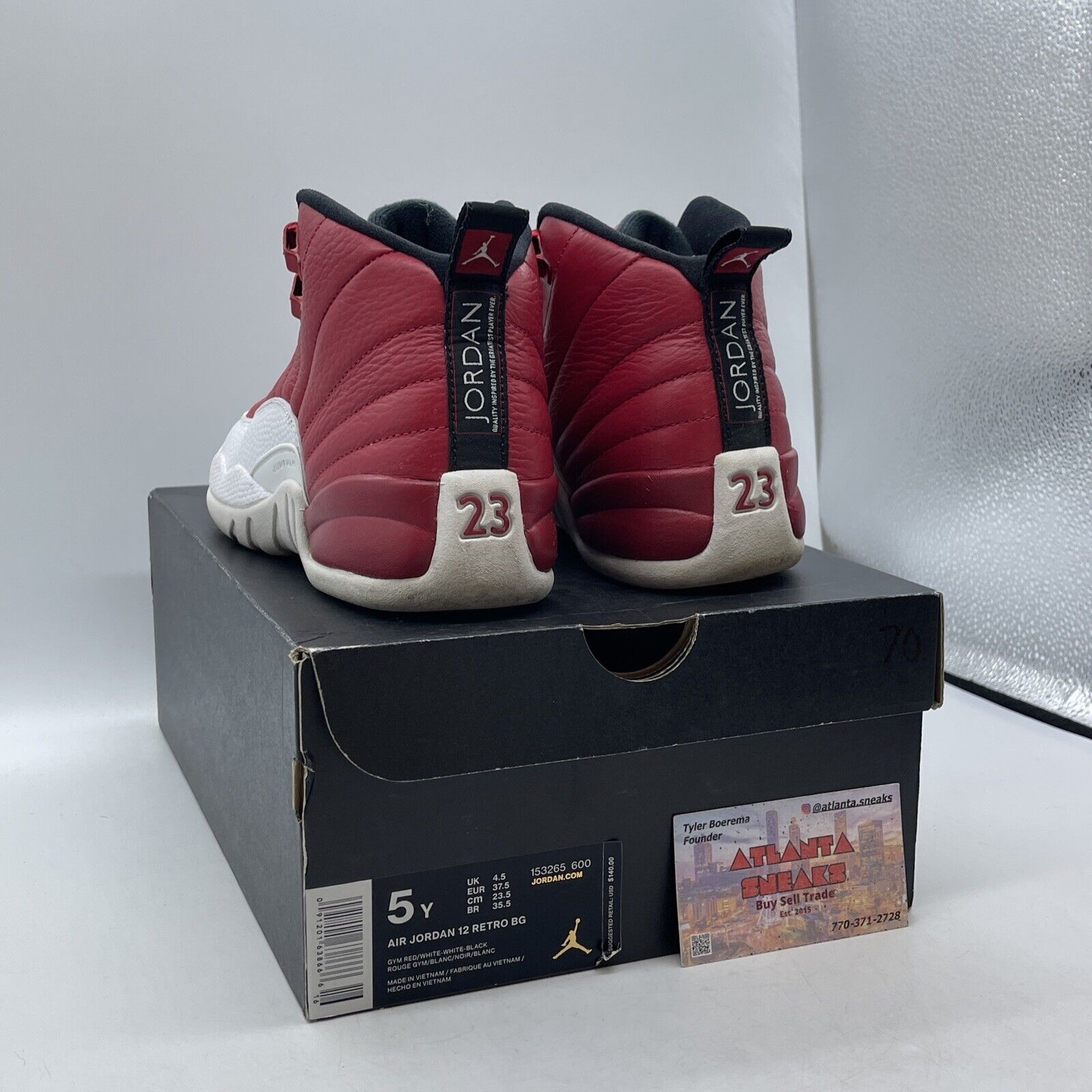 Size 5Y (GS) - Jordan 12 Retro Mid Gym Red White Leather  (153265-600)