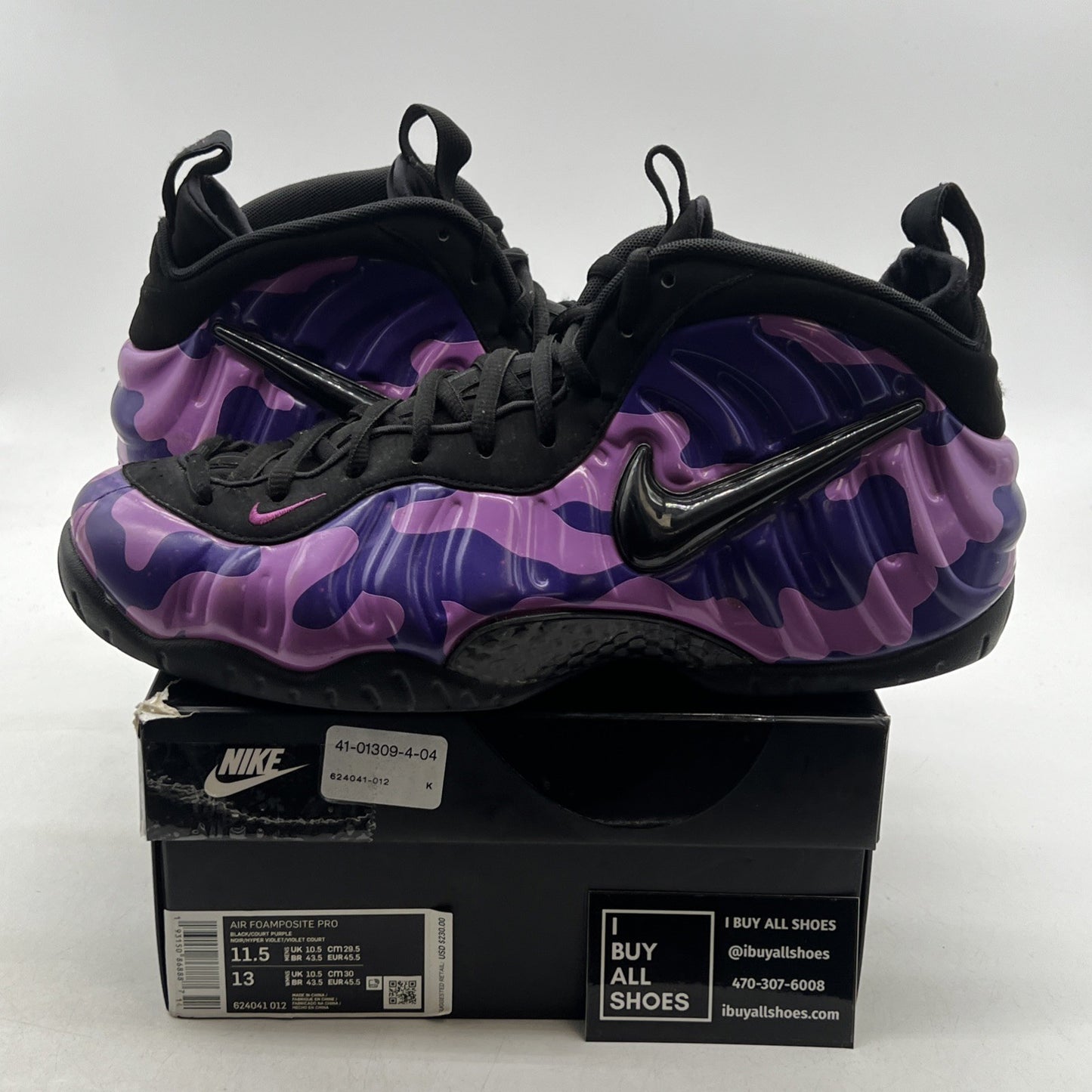 Size 11.5 - Nike Air Foamposite Pro Purple Camo (624041-012)